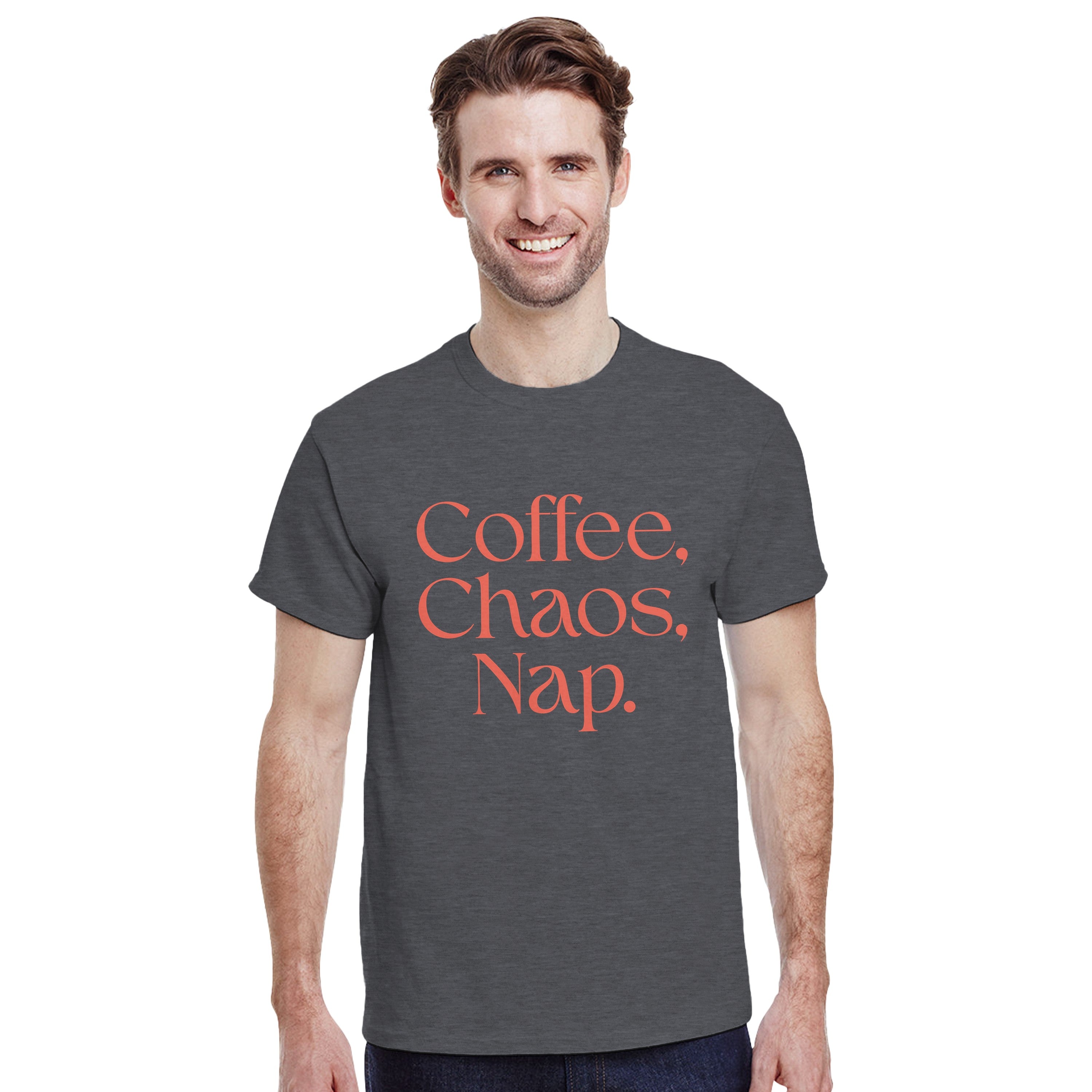 Coffee | Chaos | Nap | Minimalist Graphic Tee | Trendy Aesthetic Apparel | Unisex Streetwear Shirt | Cozy Loungewear | Unique Gift Idea