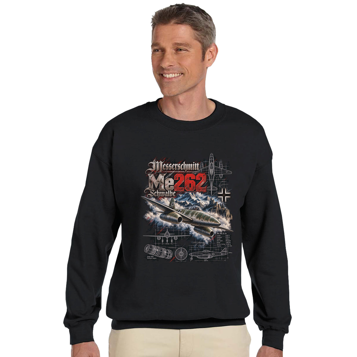 Messerschmitt Me 262 Sweater – WWII German Jet Fighter Aviation Crewneck Sweatshirt