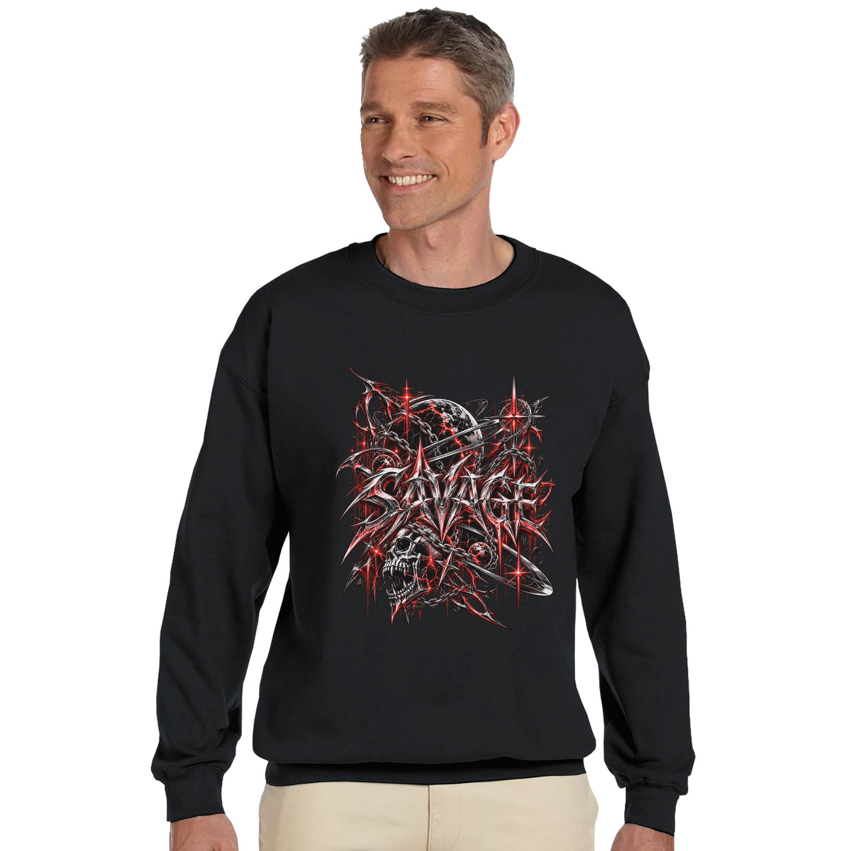 SAVAGE Y2K Graphic Sweatshirt | Gothic Cyber Grunge Streetwear Crewneck