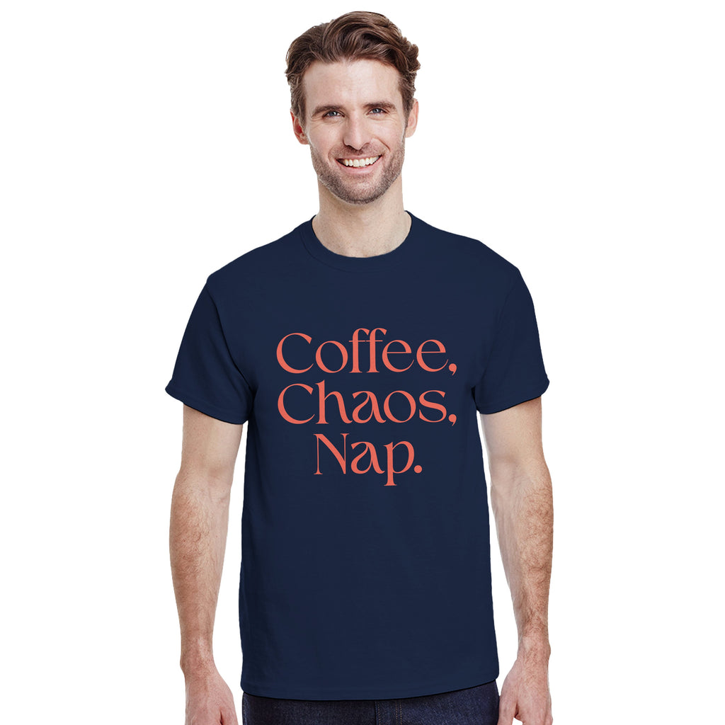 Coffee | Chaos | Nap | Minimalist Graphic Tee | Trendy Aesthetic Apparel | Unisex Streetwear Shirt | Cozy Loungewear | Unique Gift Idea