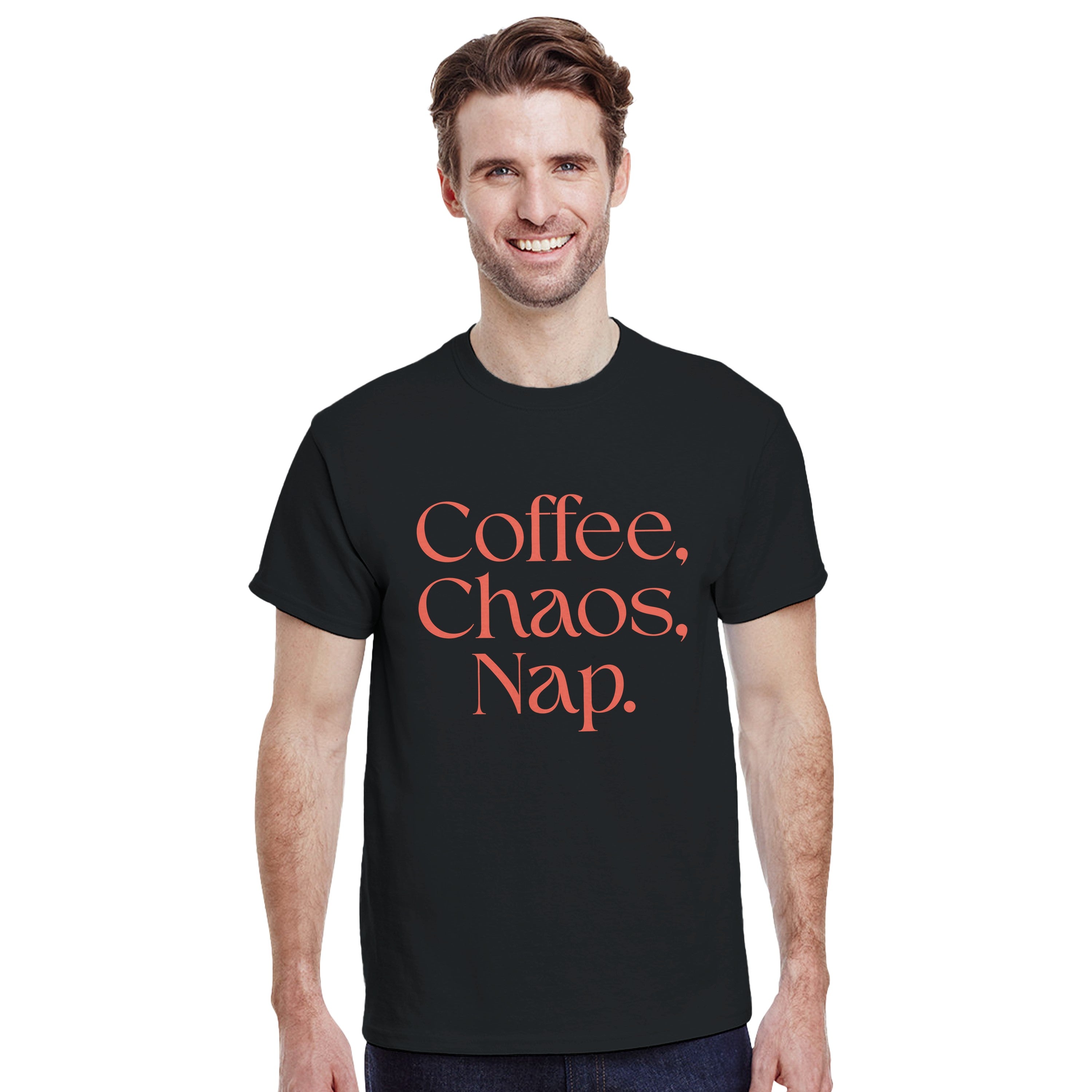 Coffee | Chaos | Nap | Minimalist Graphic Tee | Trendy Aesthetic Apparel | Unisex Streetwear Shirt | Cozy Loungewear | Unique Gift Idea