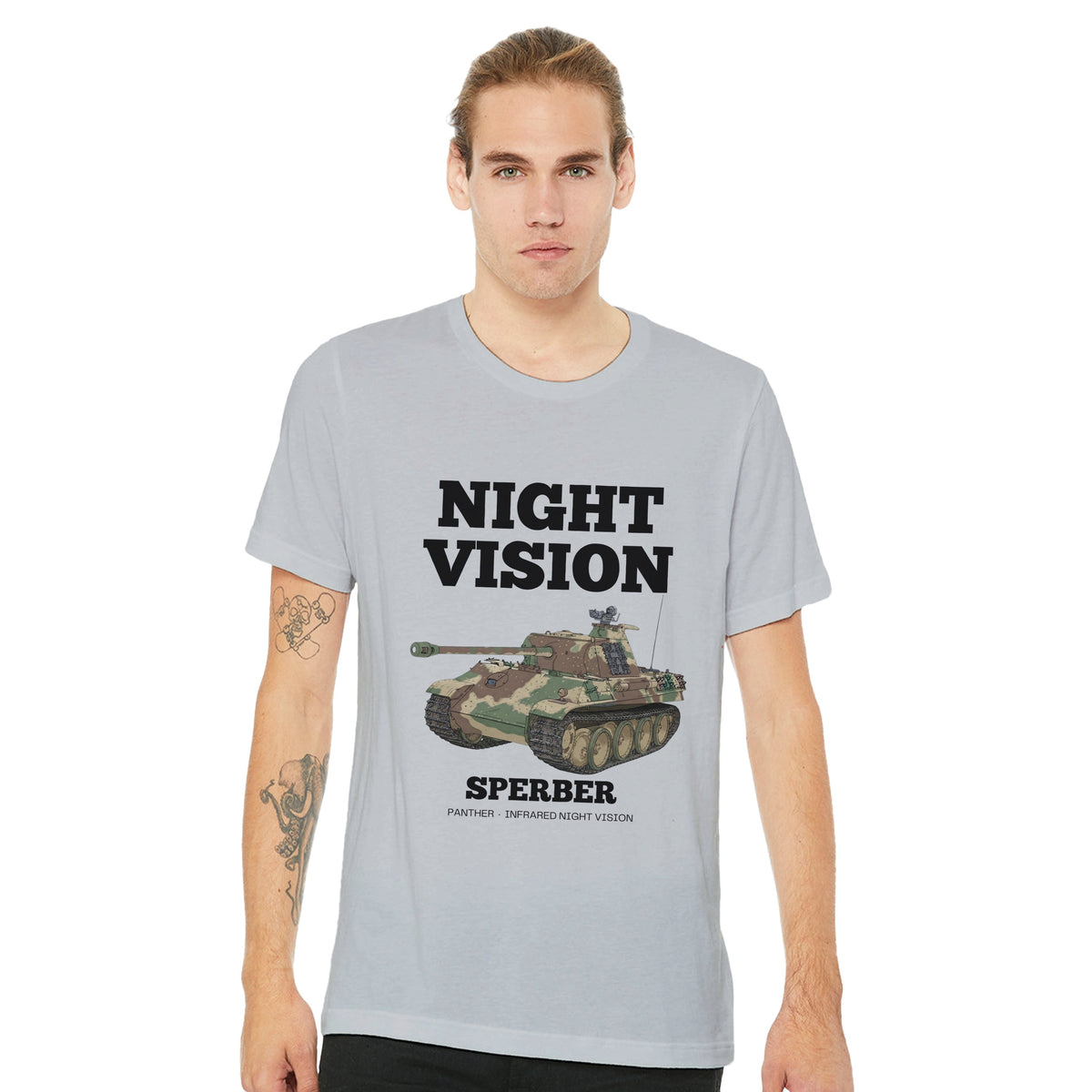 Night Vision Sperber Panther Tank T-Shirt | WWII Infrared Military Graphic Tee | WW2 Armour History Gift For Him