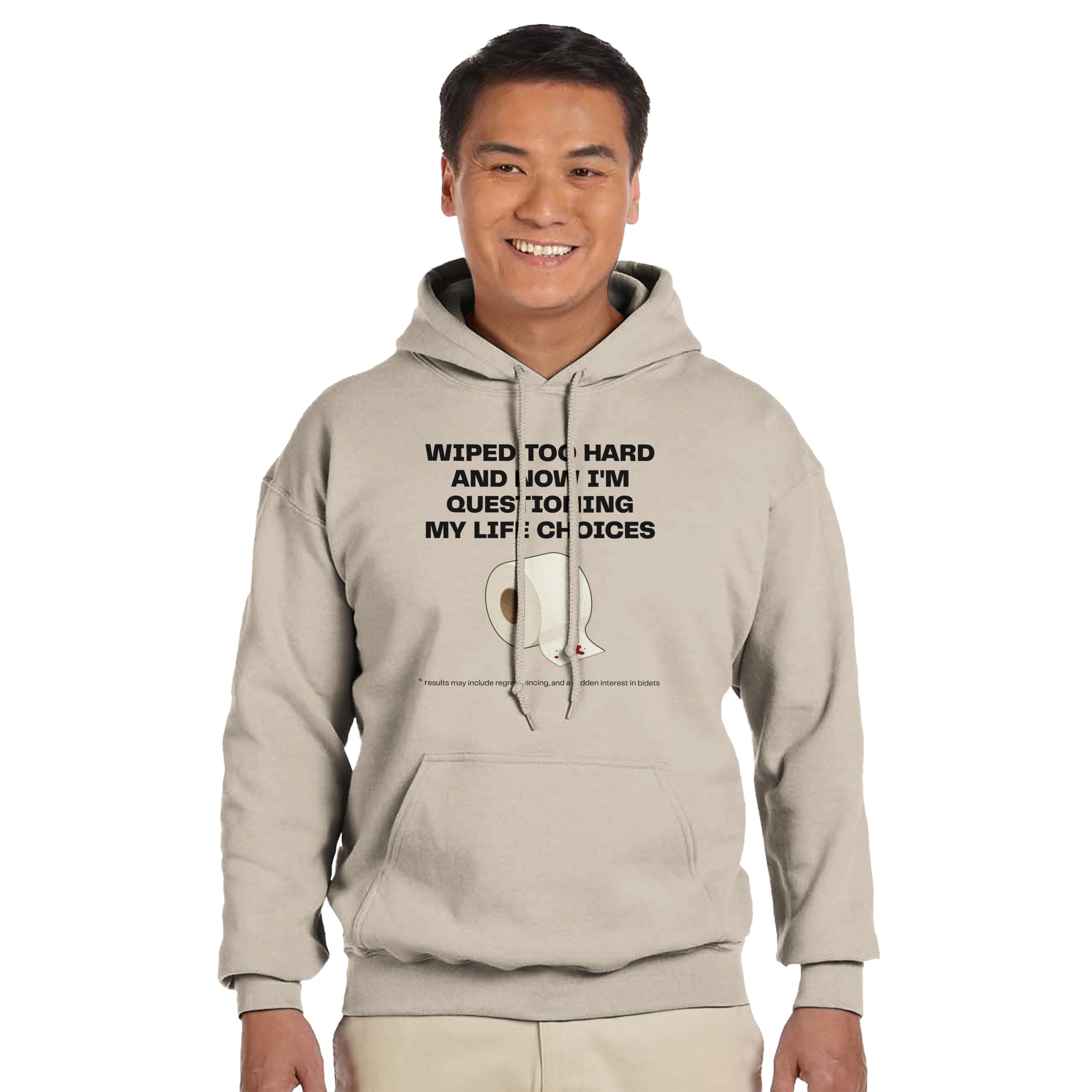 Wiped Too Hard and Questioning Life Choices | Funny Meme Graphic Hoodie | Relatable Bathroom Humor | Unisex Apparel | Best Pullover Hoodie