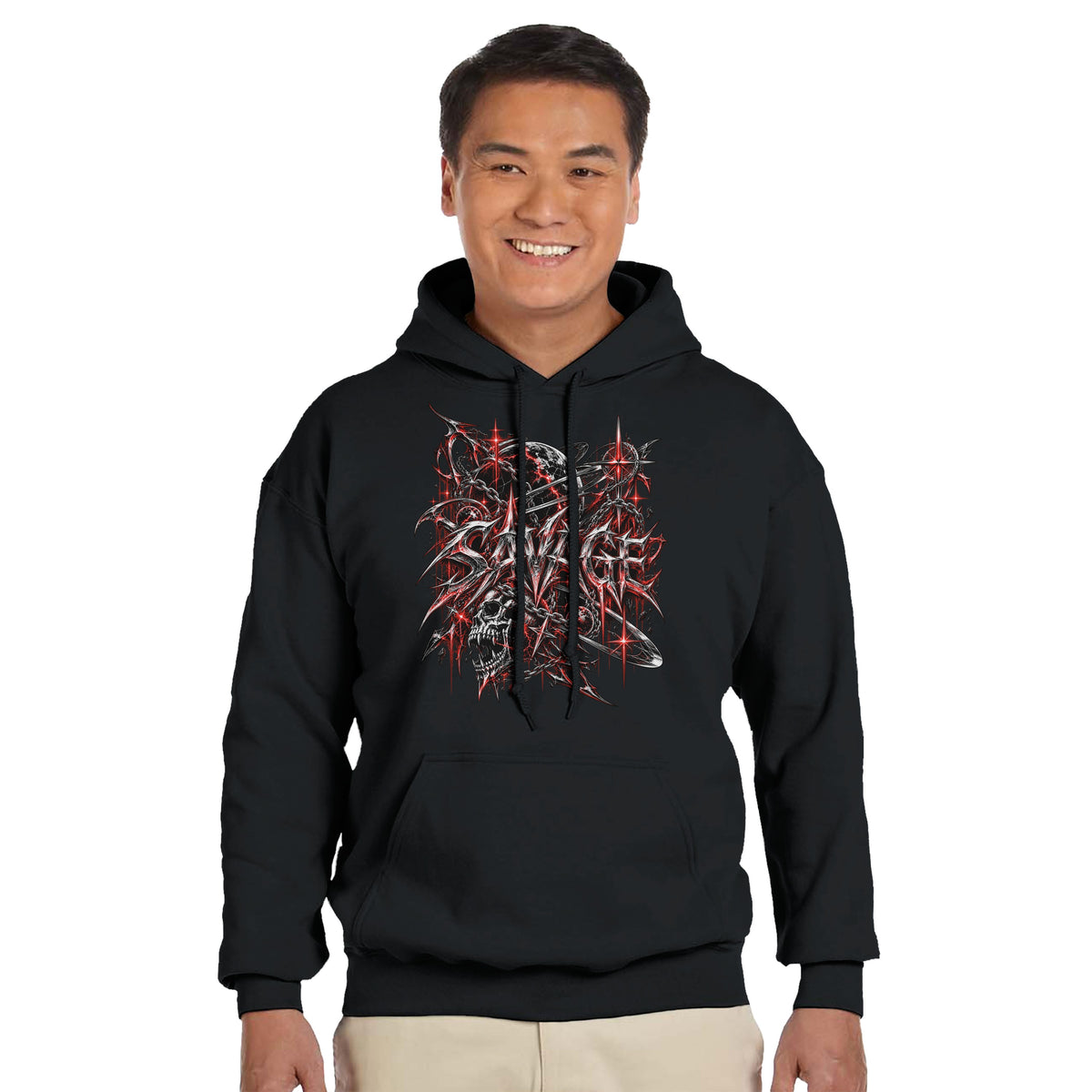 SAVAGE Y2K Graphic Hoodie | Gothic Cyber Grunge Streetwear Pullover