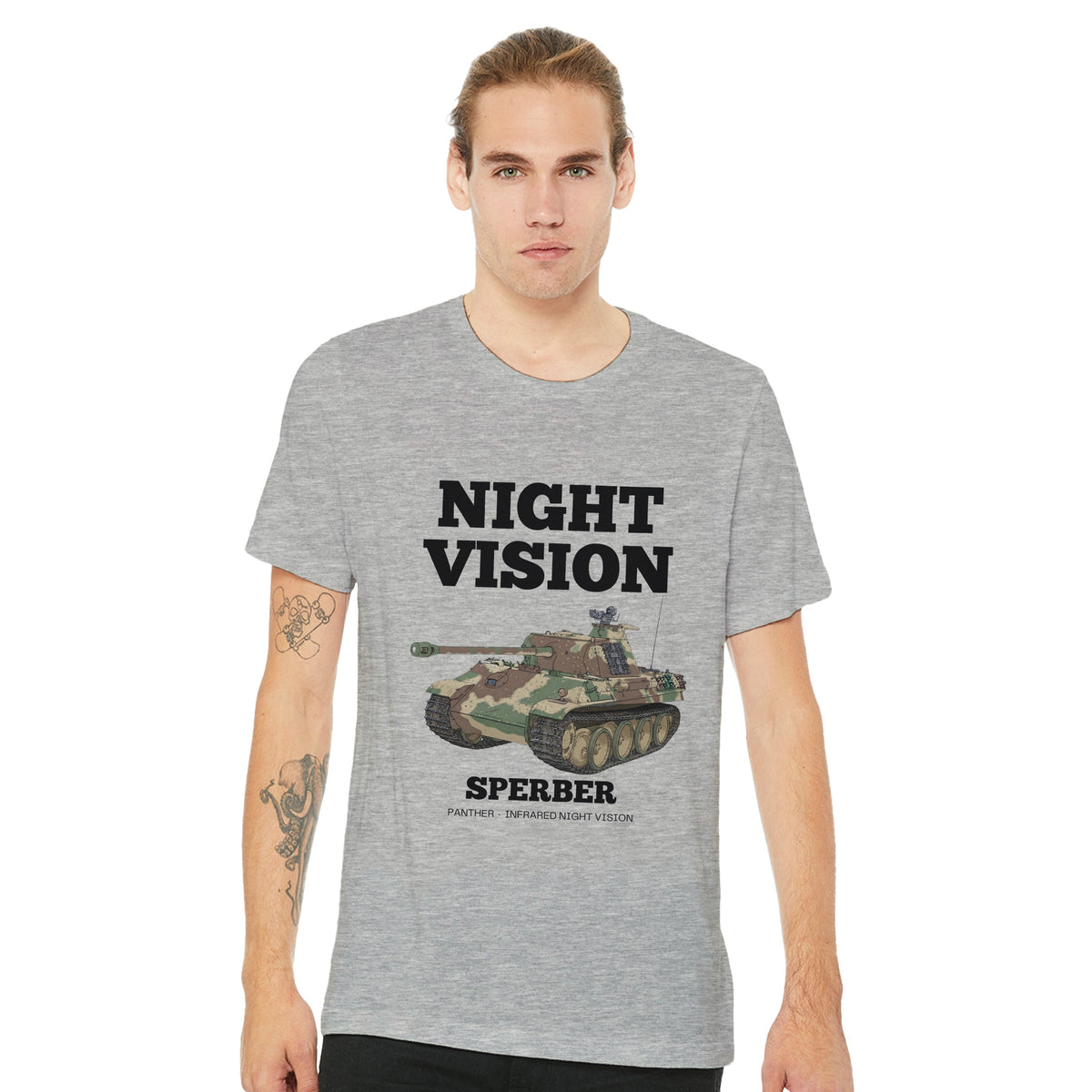 Night Vision Sperber Panther Tank T-Shirt | WWII Infrared Military Graphic Tee | WW2 Armour History Gift For Him