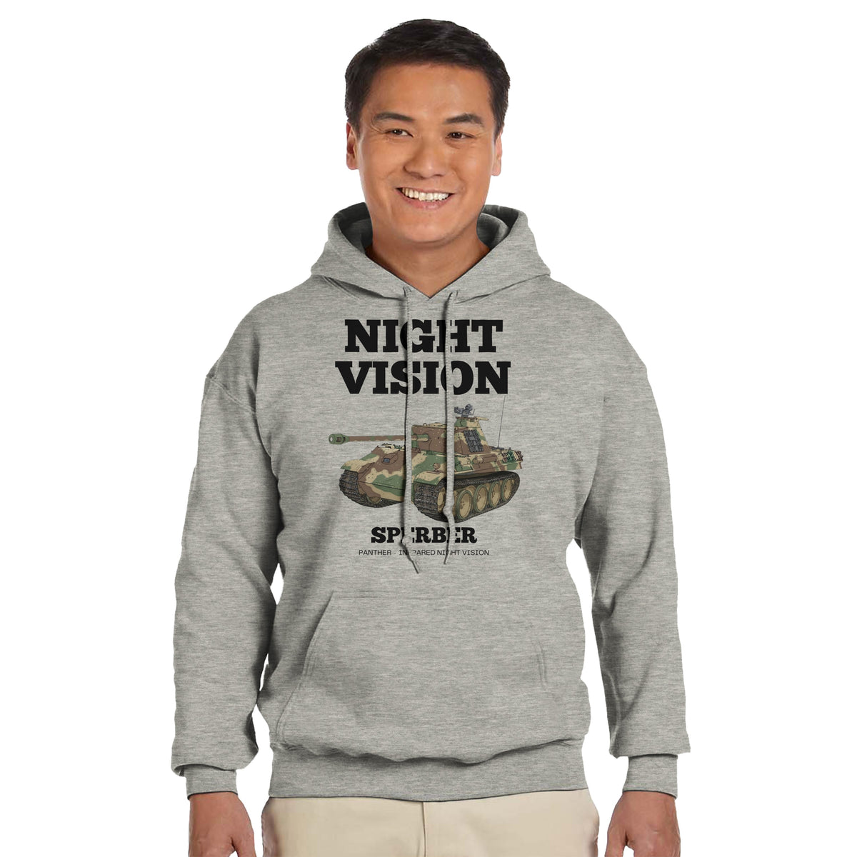 Night Vision Sperber | Panther Tank Infrared WWII Hoodie | Military History Graphic Hoodie | WW2 German Armour Gift