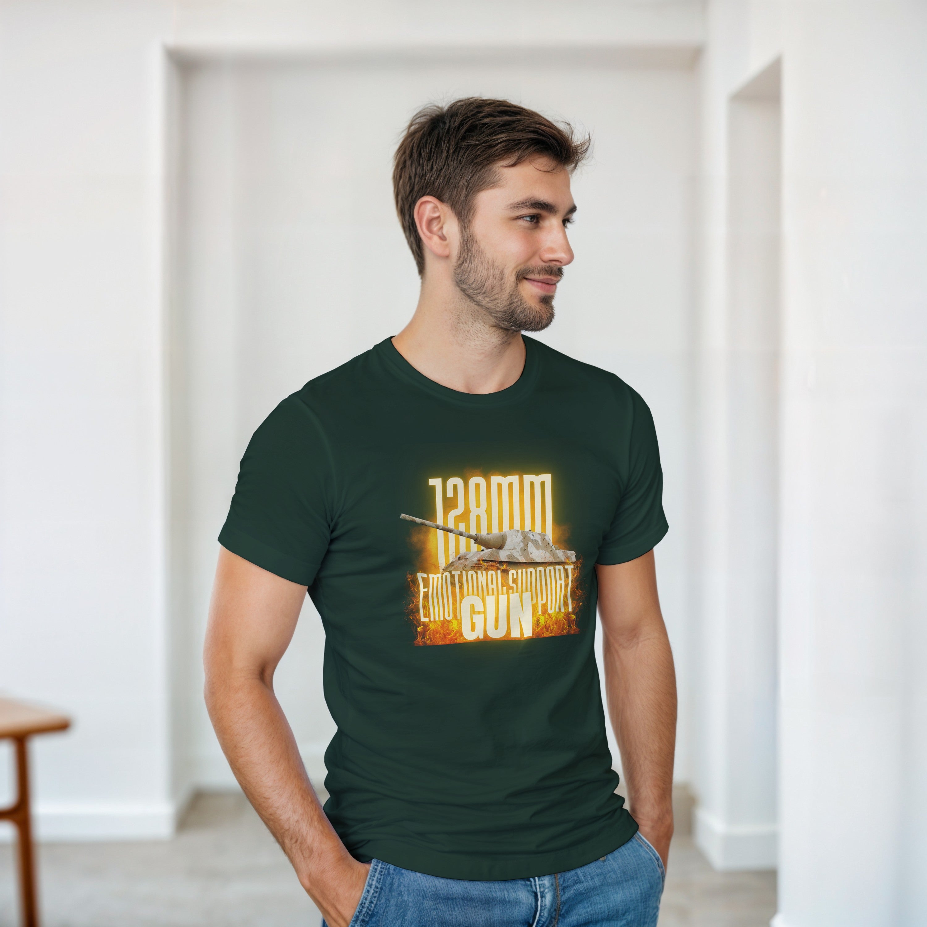 Funny Jagdtiger T-Shirt | 128mm Emotional Support Gun | WW2 Tank Destroyer Gift