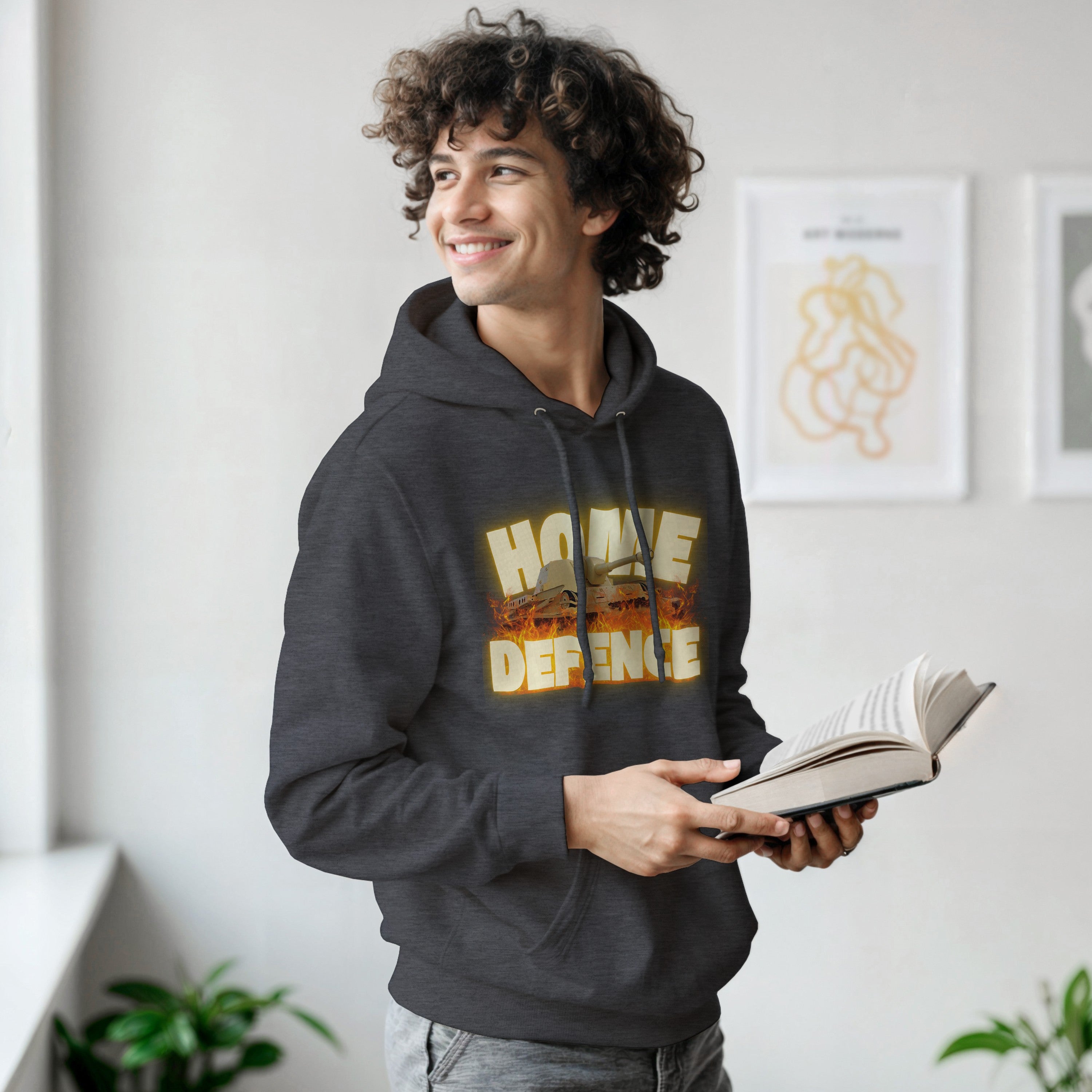 Home Defence Tank Hoodie | Military Graphic Pullover | Vintage Army Streetwear