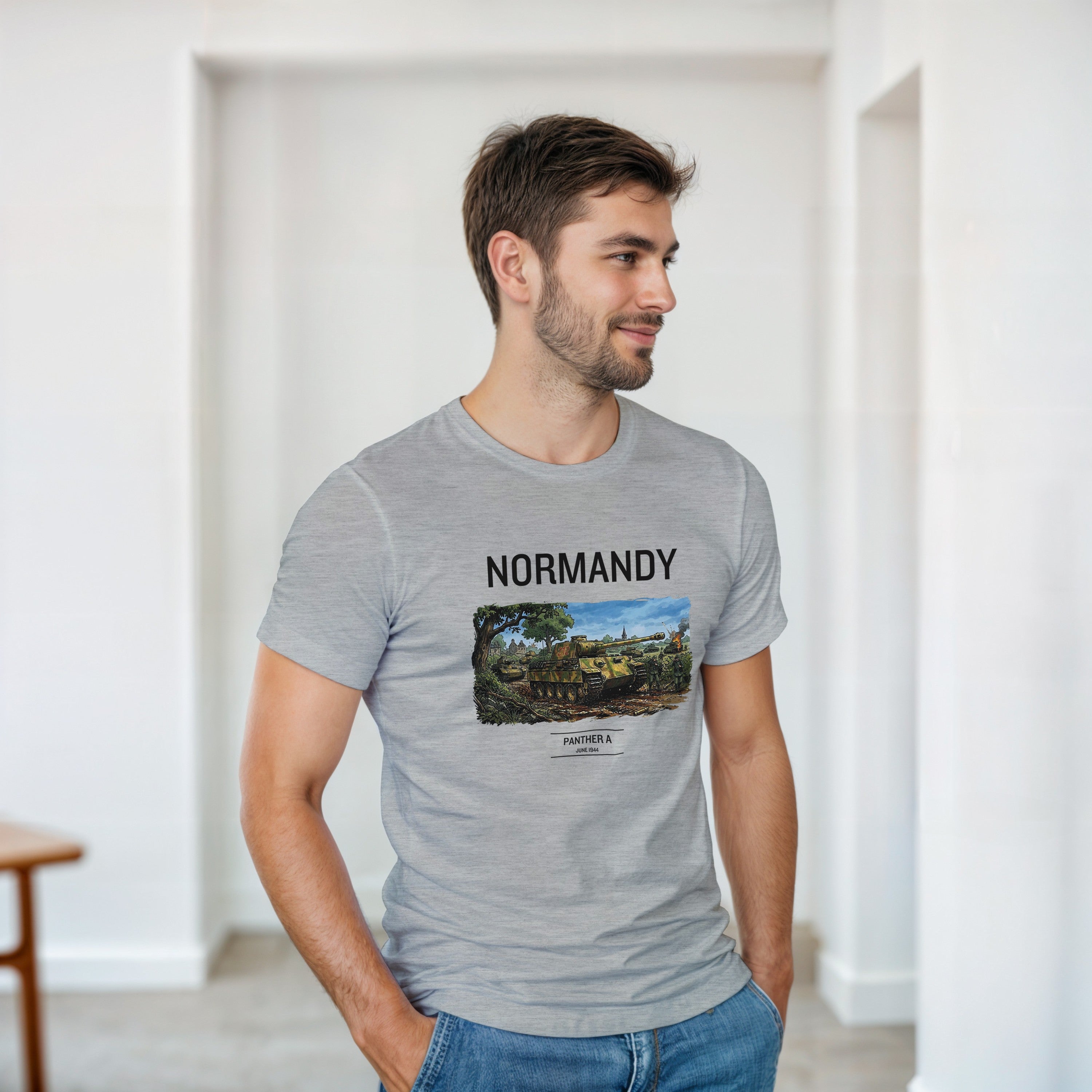 Normandy 1944 Panther A Tank Shirt | German Panzer WW2 Military Graphic Tee | World War II History Gift | Vintage Streetwear Armour T-Shirt