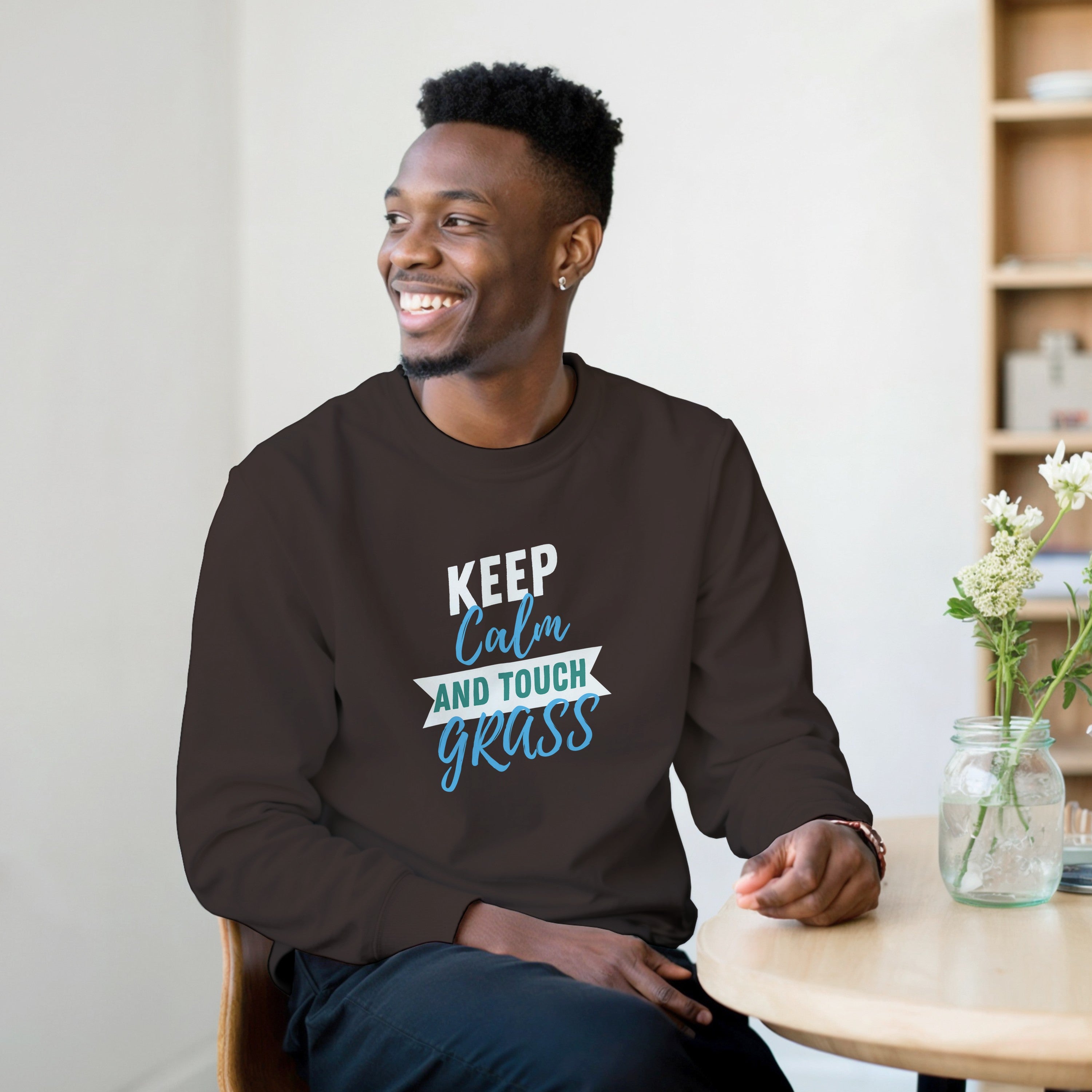 Touch Grass Sweater | Funny Dog Nature Crewneck | Cozy Graphic Sweatshirt | Streetwear Meme Clothing | Aesthetic Unisex Pullover