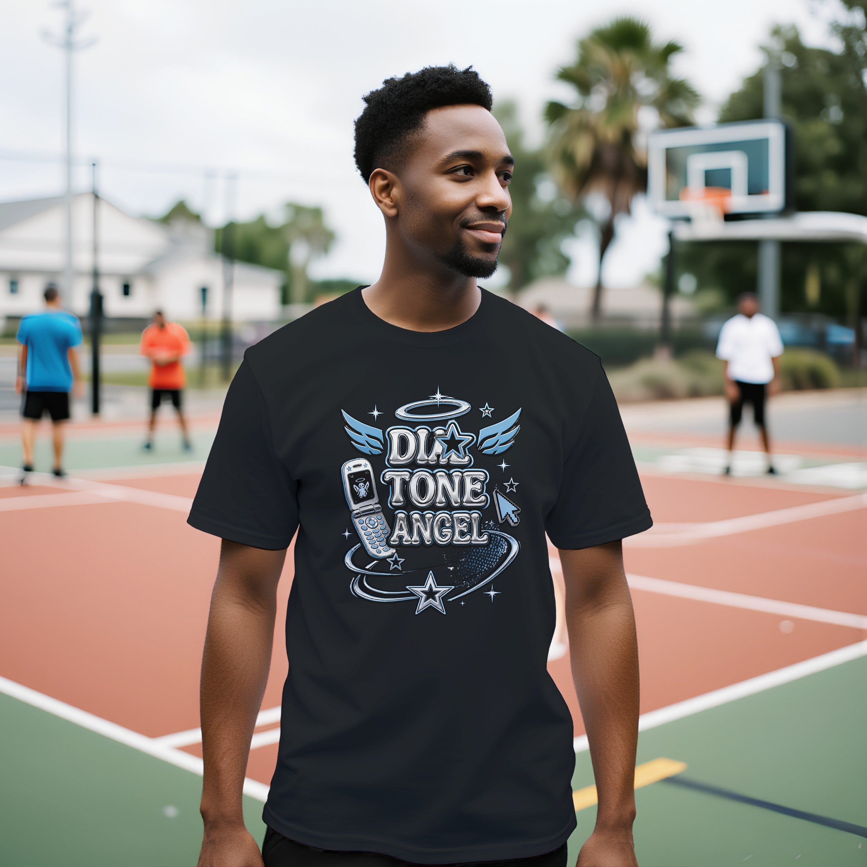 Dial Tone Angel Shirt | Y2K Chrome Graphic Tee | Retro Flip Phone Aesthetic | Unisex Streetwear Top | Y2K Gift