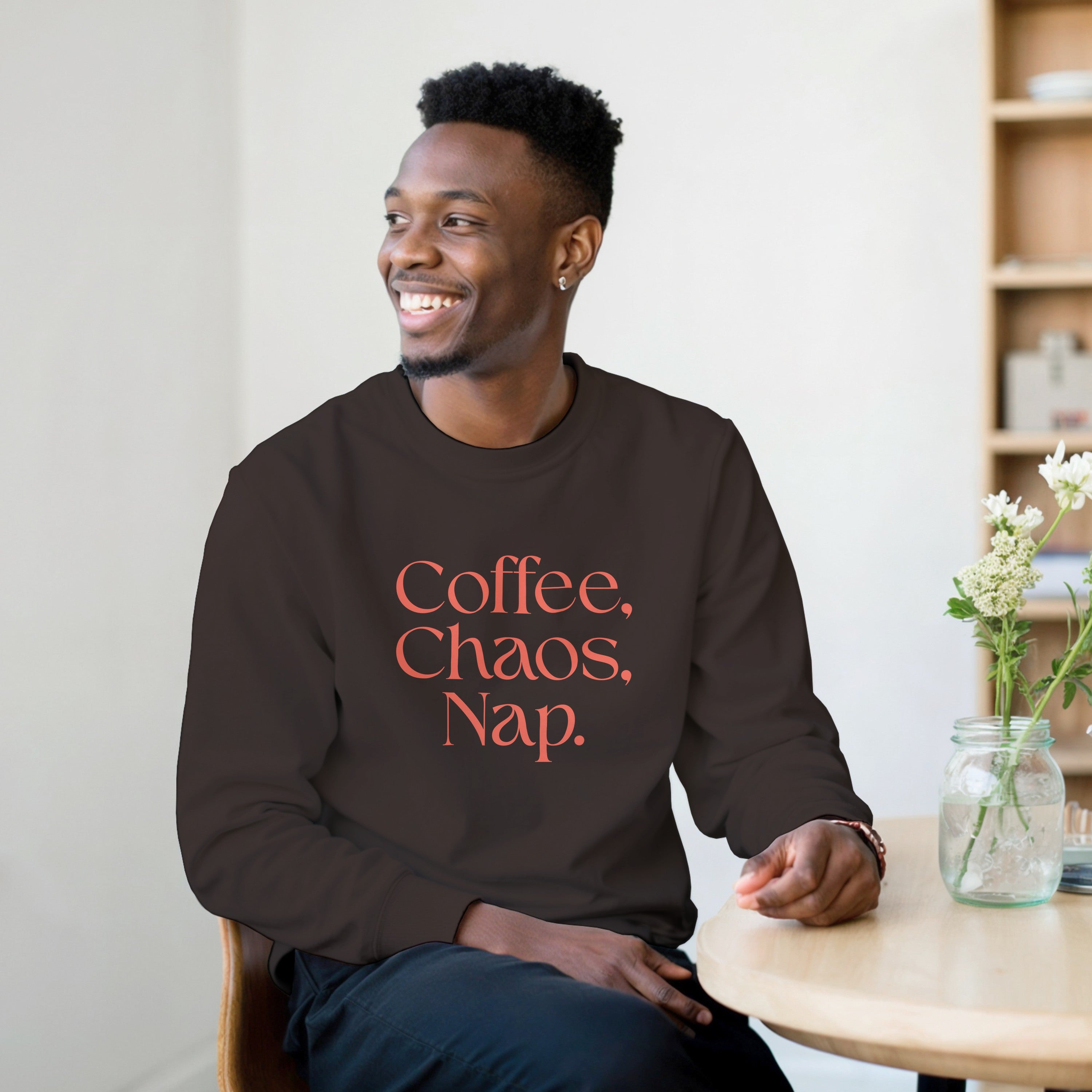 Coffee | Chaos | Nap | Minimalist Graphic Sweater | Trendy Aesthetic Pullover | Unisex Streetwear Crewneck | Coffee Lover Gift | Funny Gift