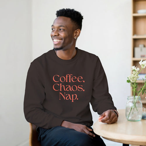 Coffee | Chaos | Nap | Minimalist Graphic Sweater | Trendy Aesthetic Pullover | Unisex Streetwear Crewneck | Coffee Lover Gift | Funny Gift