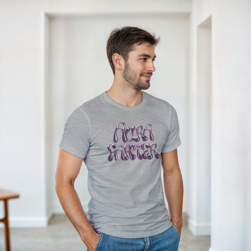 Aura Farmer Y2K Chrome Sweatshirt | Cyber Aesthetic | Funny Gen Z Meme Apparel