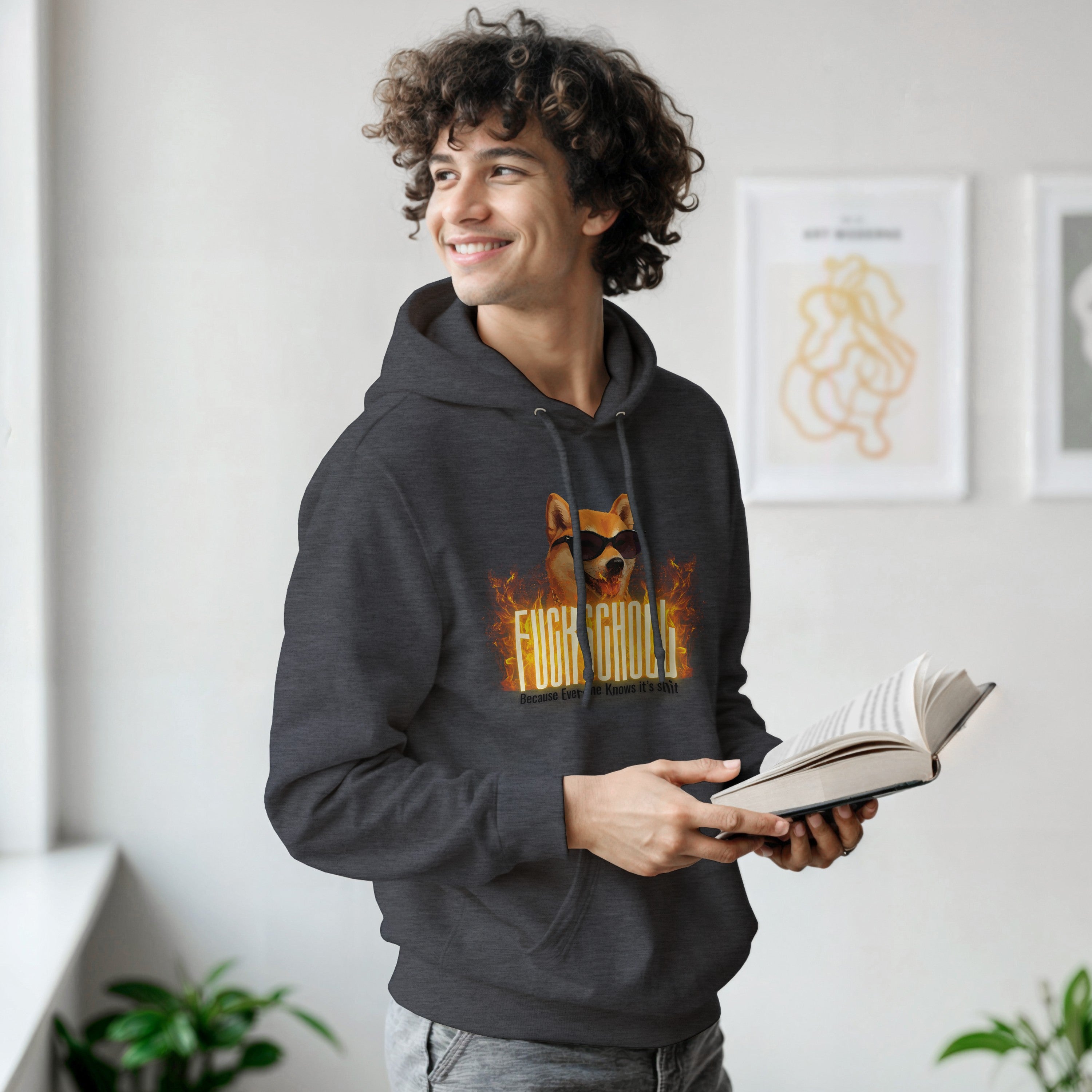 Fuck School Sweater | Funny Shiba Inu Meme Crewneck | Sarcastic Student Streetwear