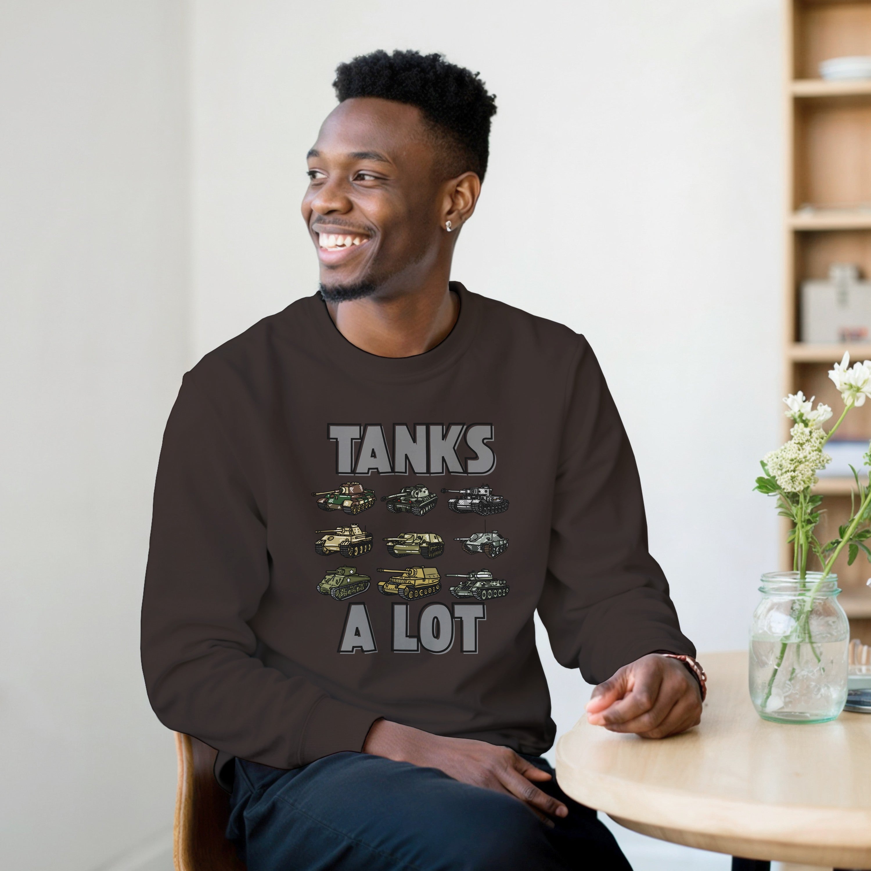 Tanks A Lot Sweater | WWII Military Armor Crewneck | Panzer Sherman Tank Sweatshirt | World War 2 History Gift | Tracked Vehicle Clothing
