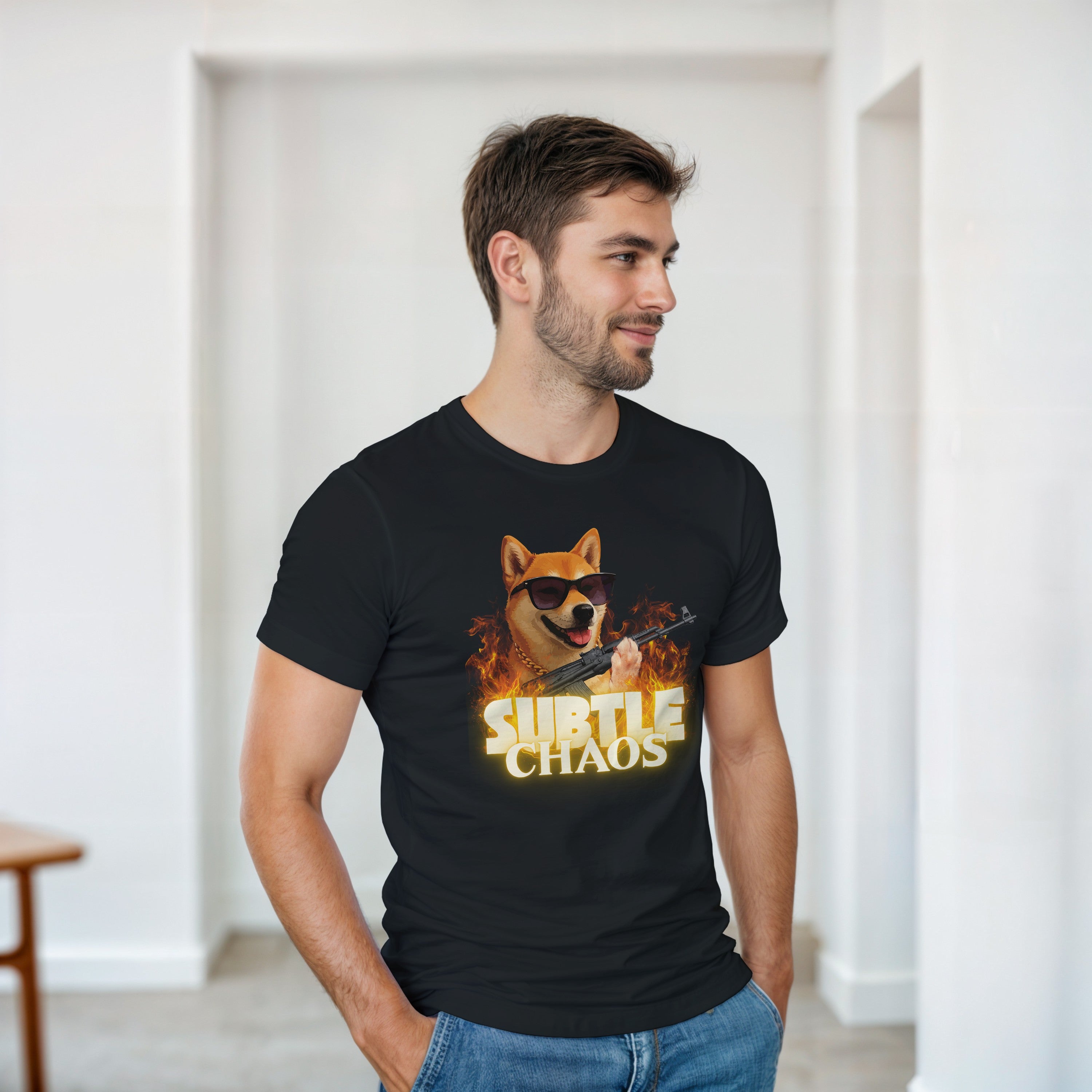 Funny Tactical Dog T-Shirt | Shiba Inu AK47 Meme Tee | Military Meme Apparel