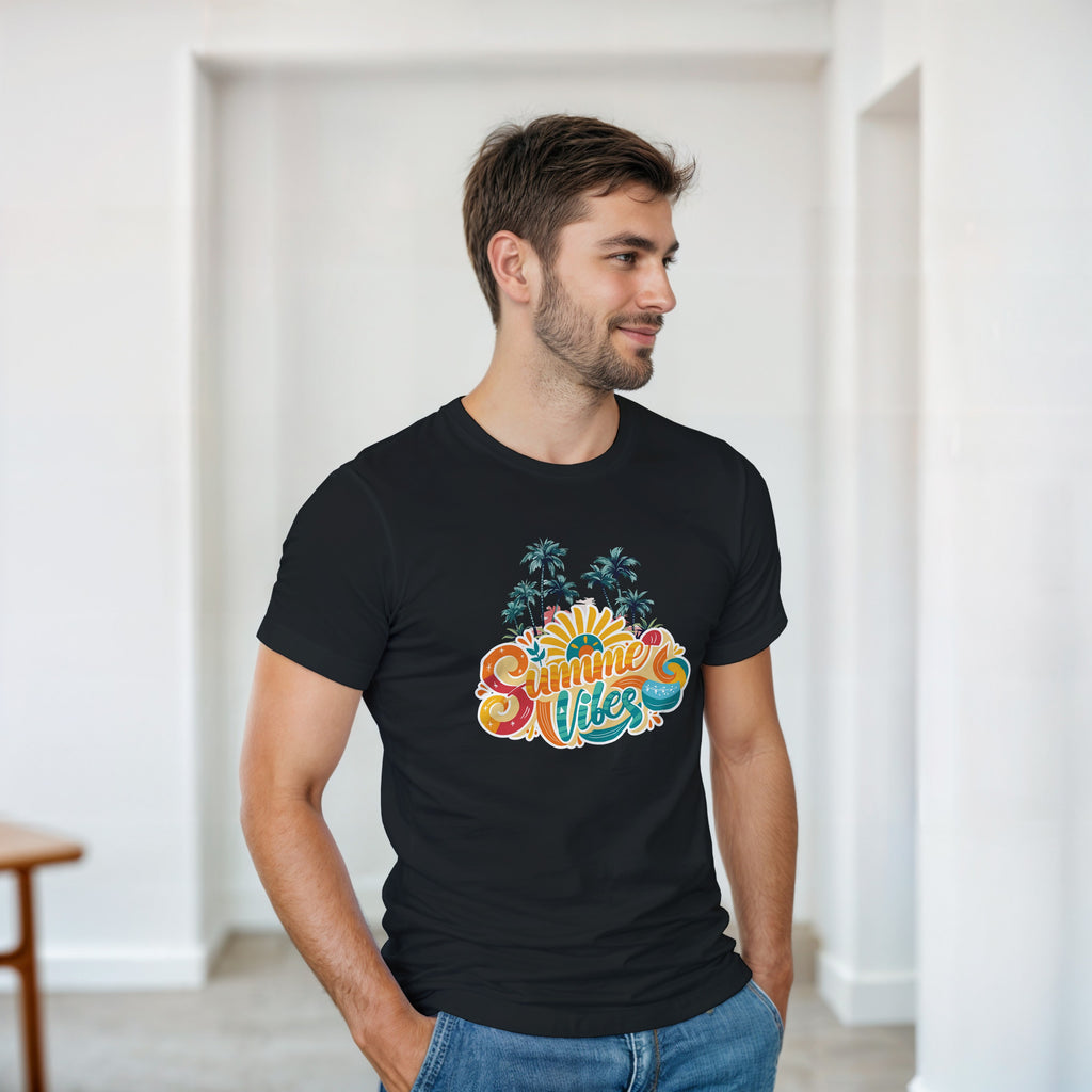 Summer Vibes Retro Palm Tree Shirt | Beach T-Shirt | Vintage Sunset Aesthetic Gift