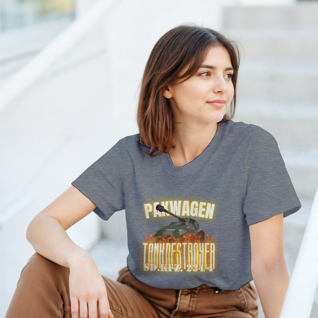 Pakwagen Sd.Kfz. 234/4 T-Shirt | Funny Military History Gift | German Armored Car Tee | Tank Destroyer Blueprint | WWII Apparel