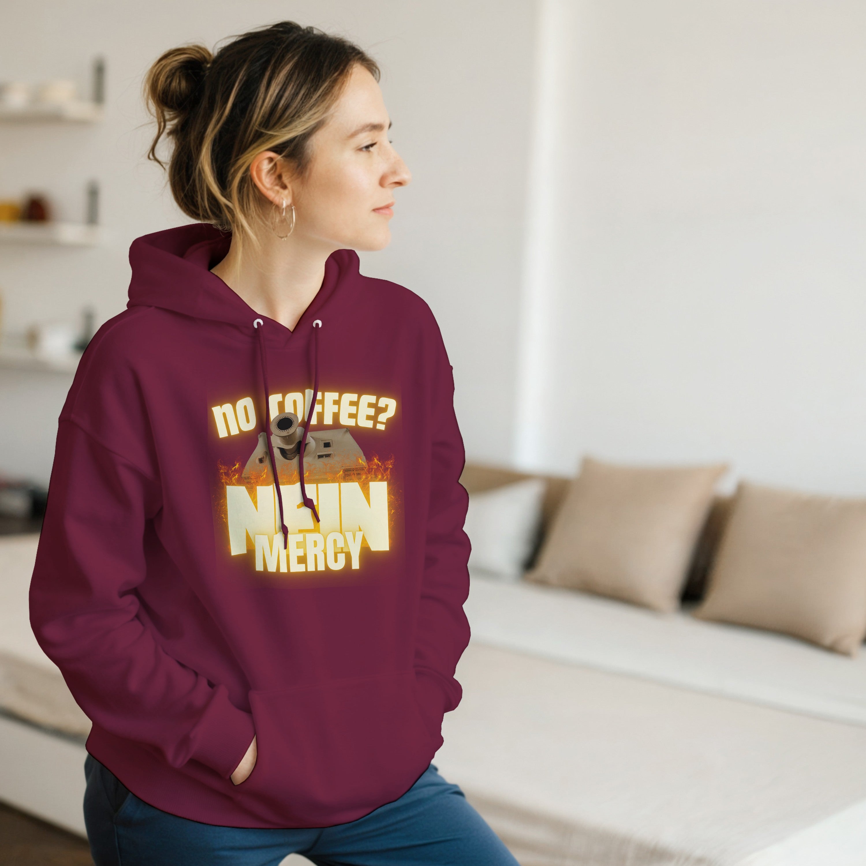 Sturmtiger Nein Mercy Hoodie | Funny German Tank Coffee Pullover | WW2 Military Gift
