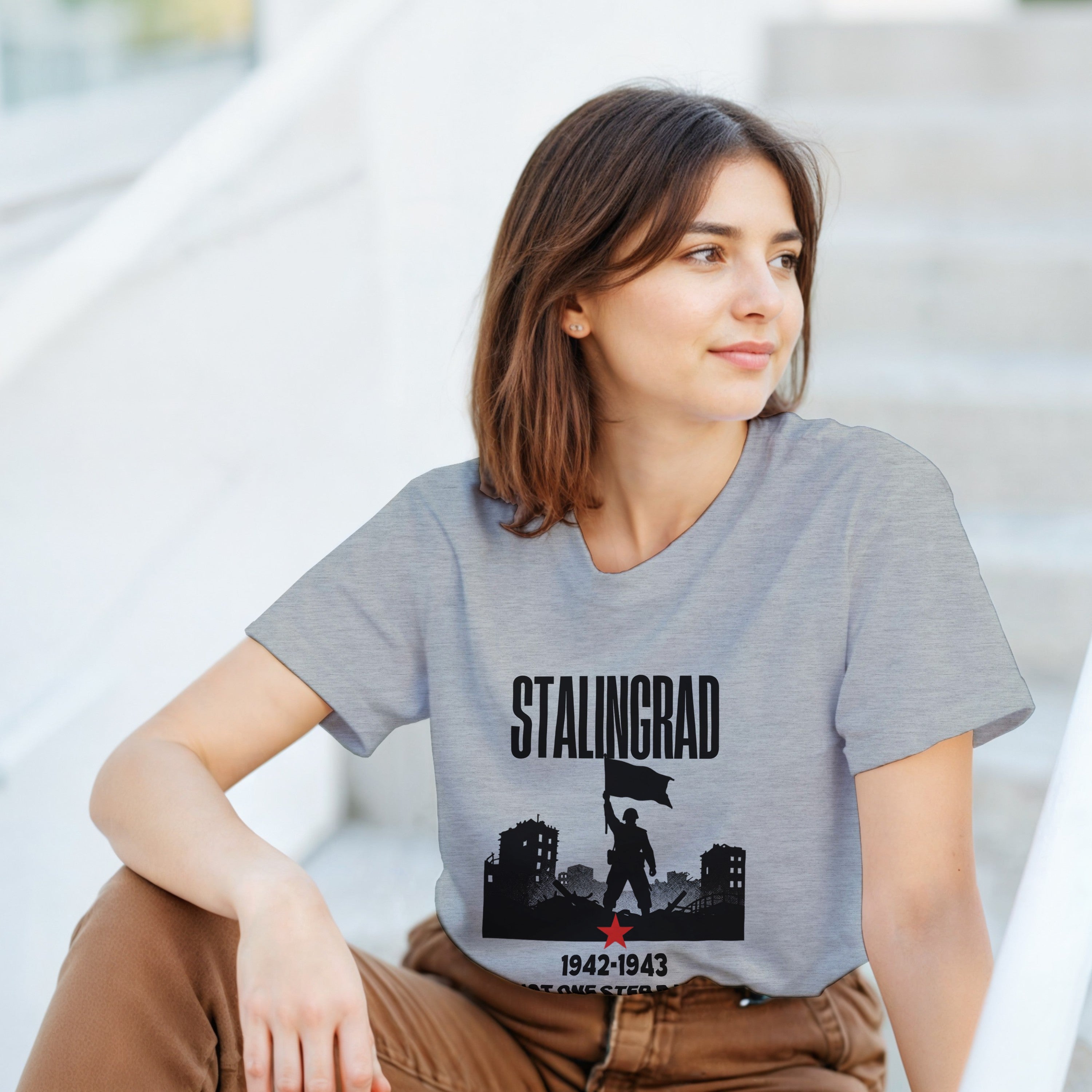 Stalingrad 1942 Shirt | Soviet Military History Gift | Eastern Front Tee | Not One Step Back T-Shirt | WWII Graphic Vintage Streetwear