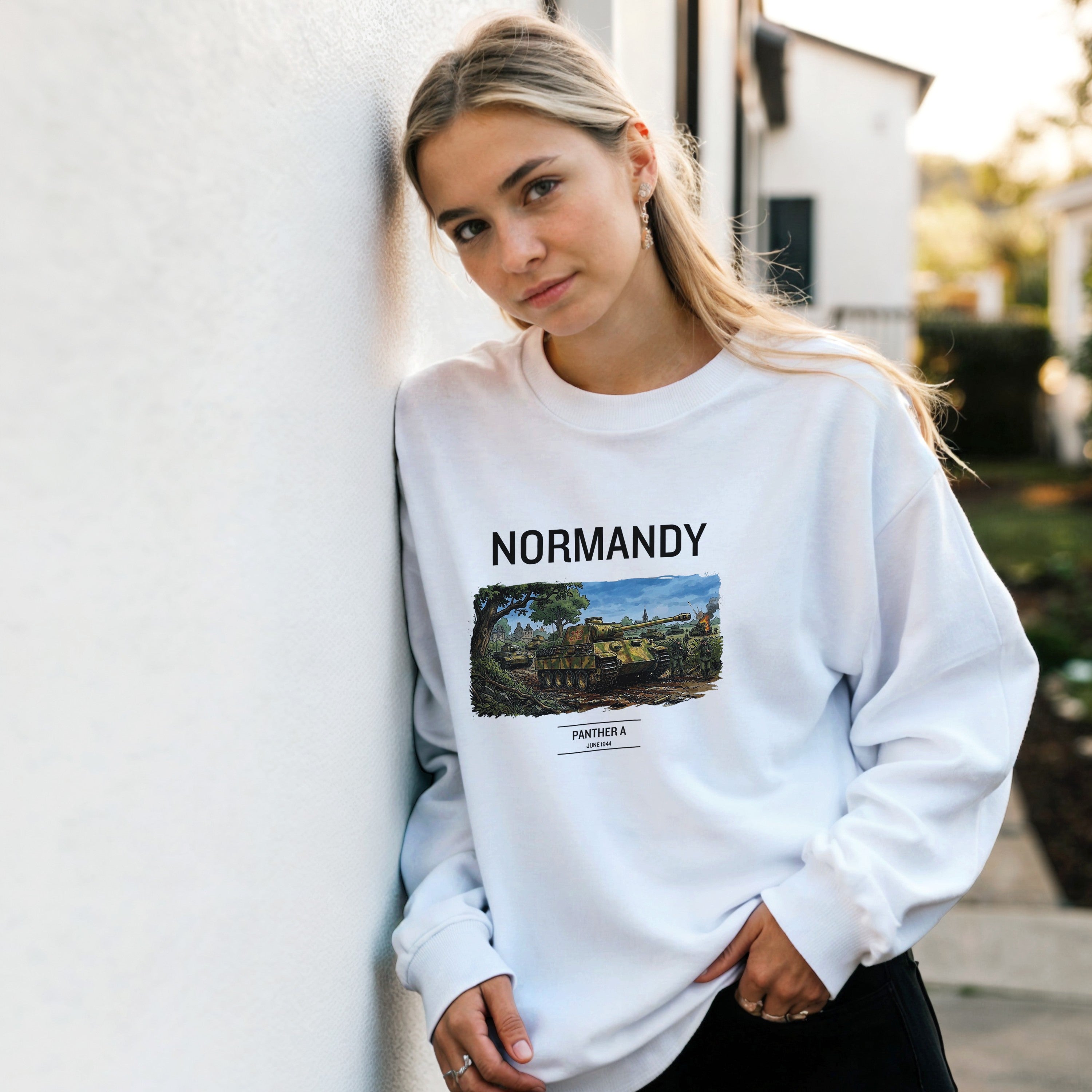 Normandy 1944 Panther A Tank Sweater | German Panzer WW2 Military Crewneck | World War II History Gift | Vintage Streetwear Armour Pullover