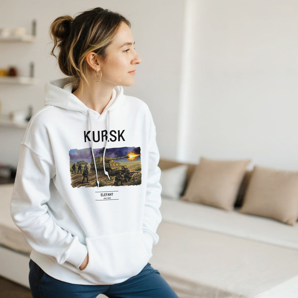 Kursk Elefant Tank Hoodie | WW2 German Panzer Hooded Sweatshirt | Military History Graphic Pullover | World War 2 Streetwear | Tank Gift