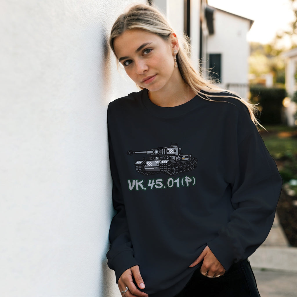 VK.45.01 P Prototype Tank Sweater | WWII German Heavy Tank Graphic Cartoon Sweatshirt | Military History Buff Gift Panzer Apparel Top