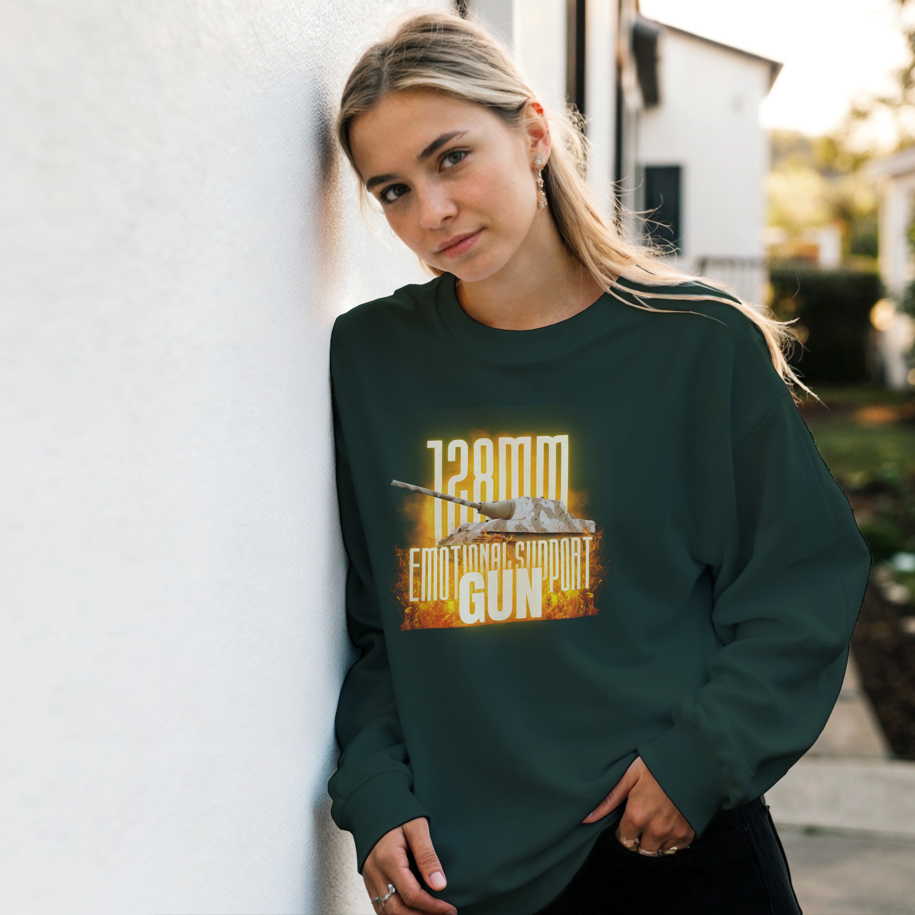 Jagdtiger Sweatshirt | 128mm Emotional Support Gun | WW2 Tank Destroyer Crewneck