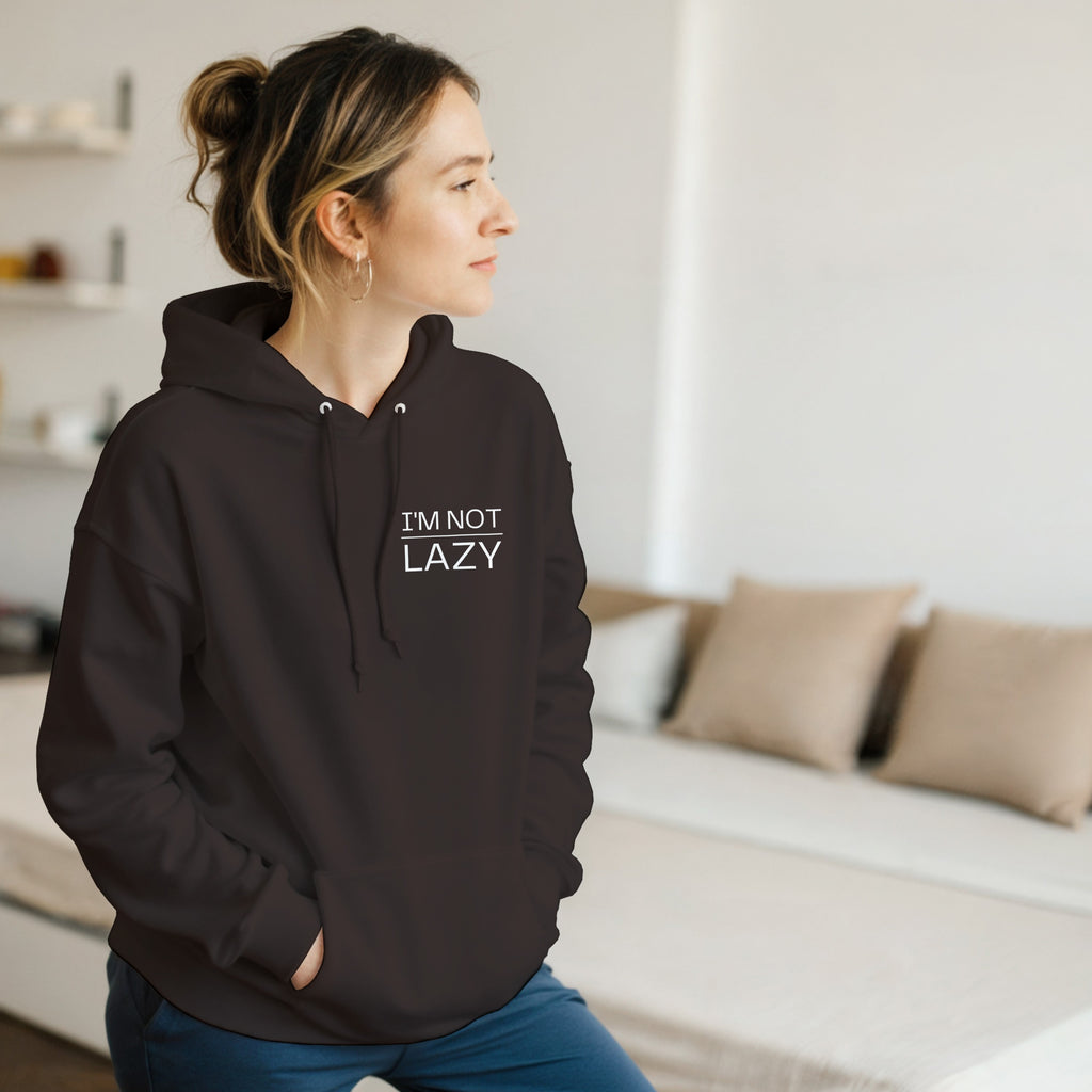 I'm Not Lazy Hoodie | Energy Saving Mode Pullover | Funny Minimalist Quote Sweatshirt | Sarcastic Humor Gift | Cozy Graphic Streetwear