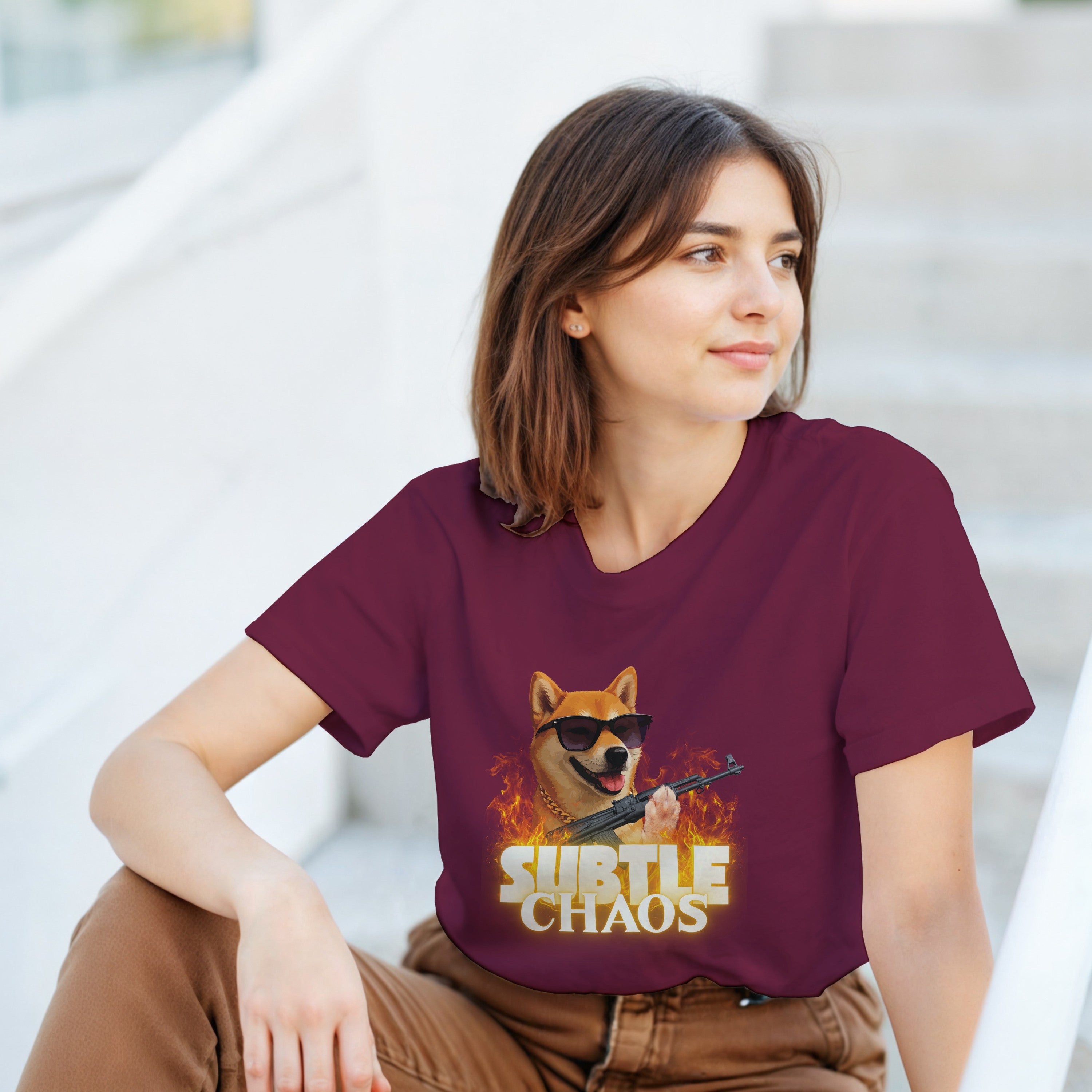 Funny Tactical Dog T-Shirt | Shiba Inu AK47 Meme Tee | Military Meme Apparel