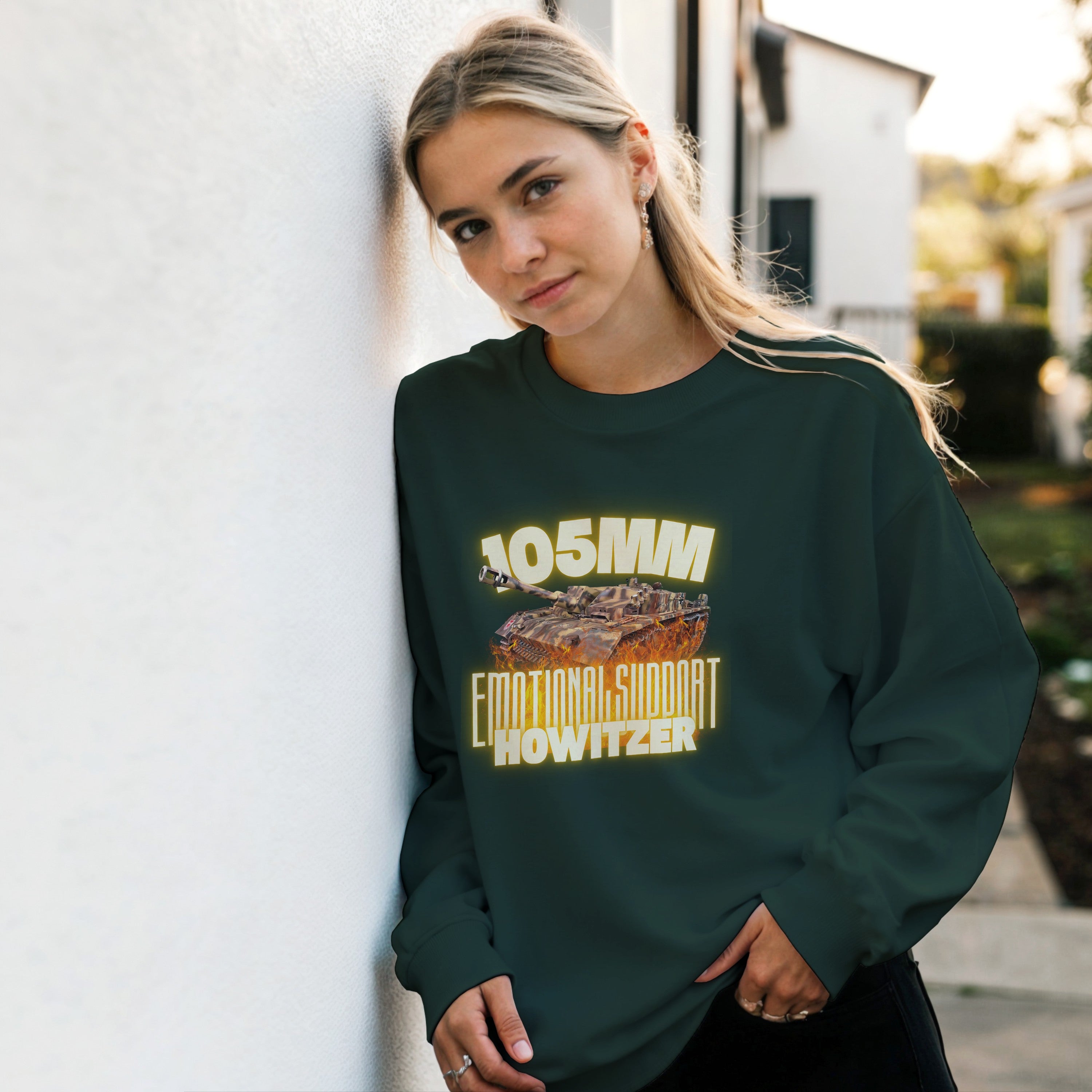Emotional Support Howitzer Sweater | StuH 42 Tank Crewneck | WWII 105mm Armor Gift