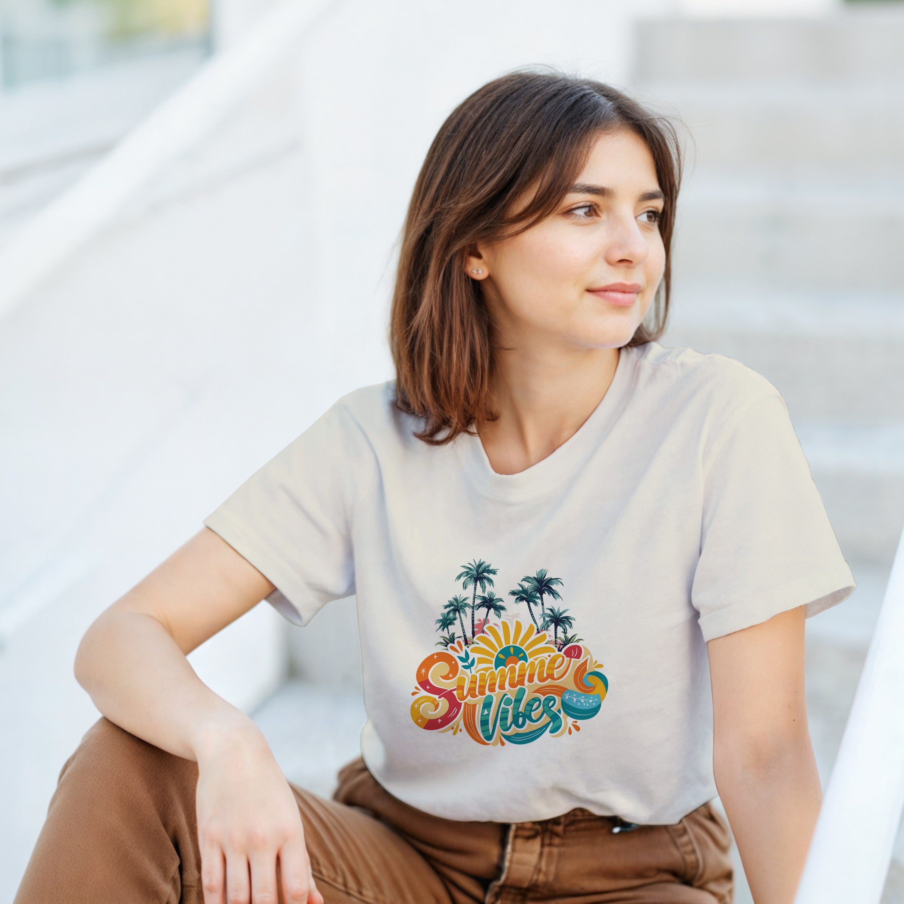 Summer Vibes Retro Palm Tree Shirt | Beach T-Shirt | Vintage Sunset Aesthetic Gift
