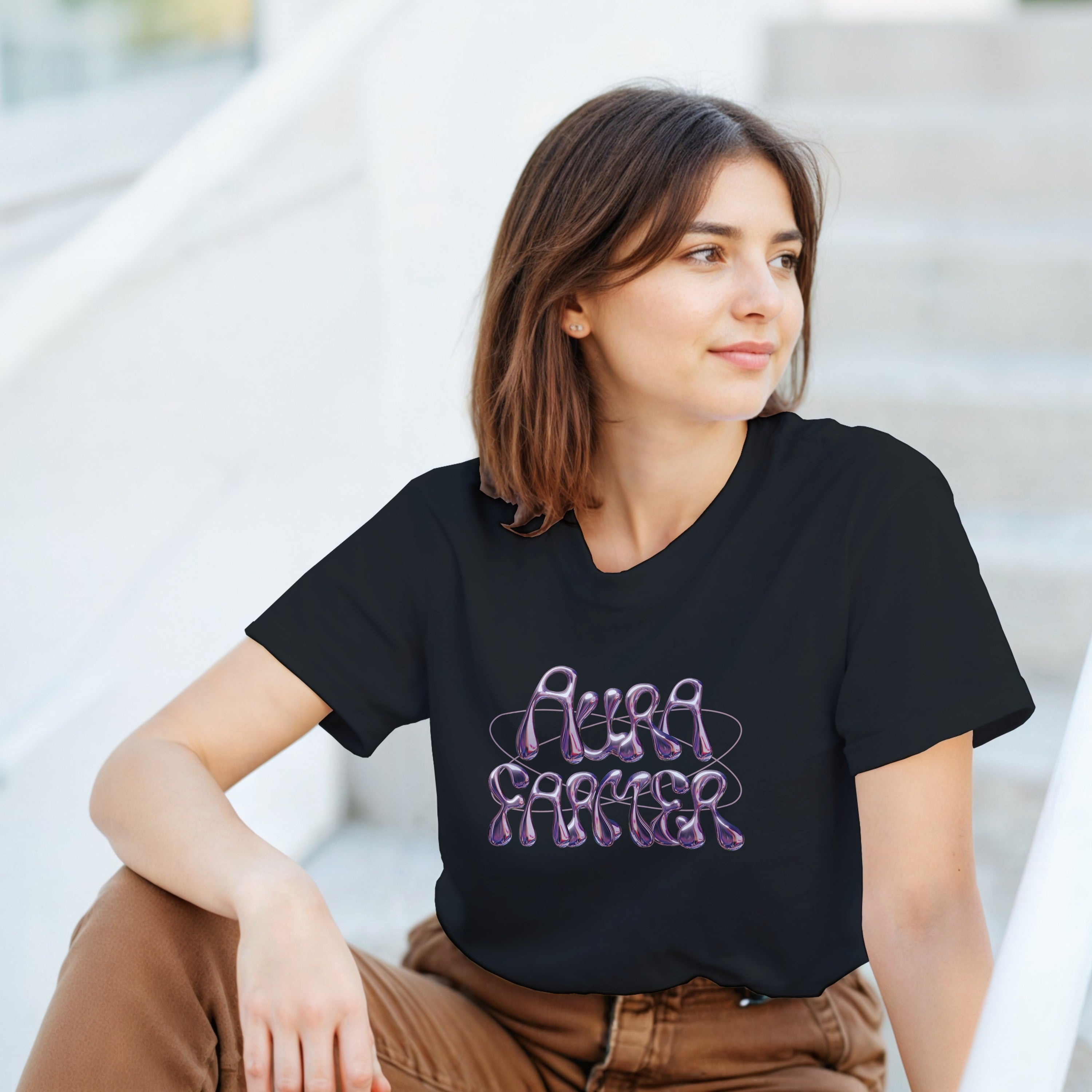 Aura Farmer Y2K Chrome Sweatshirt | Cyber Aesthetic | Funny Gen Z Meme Apparel
