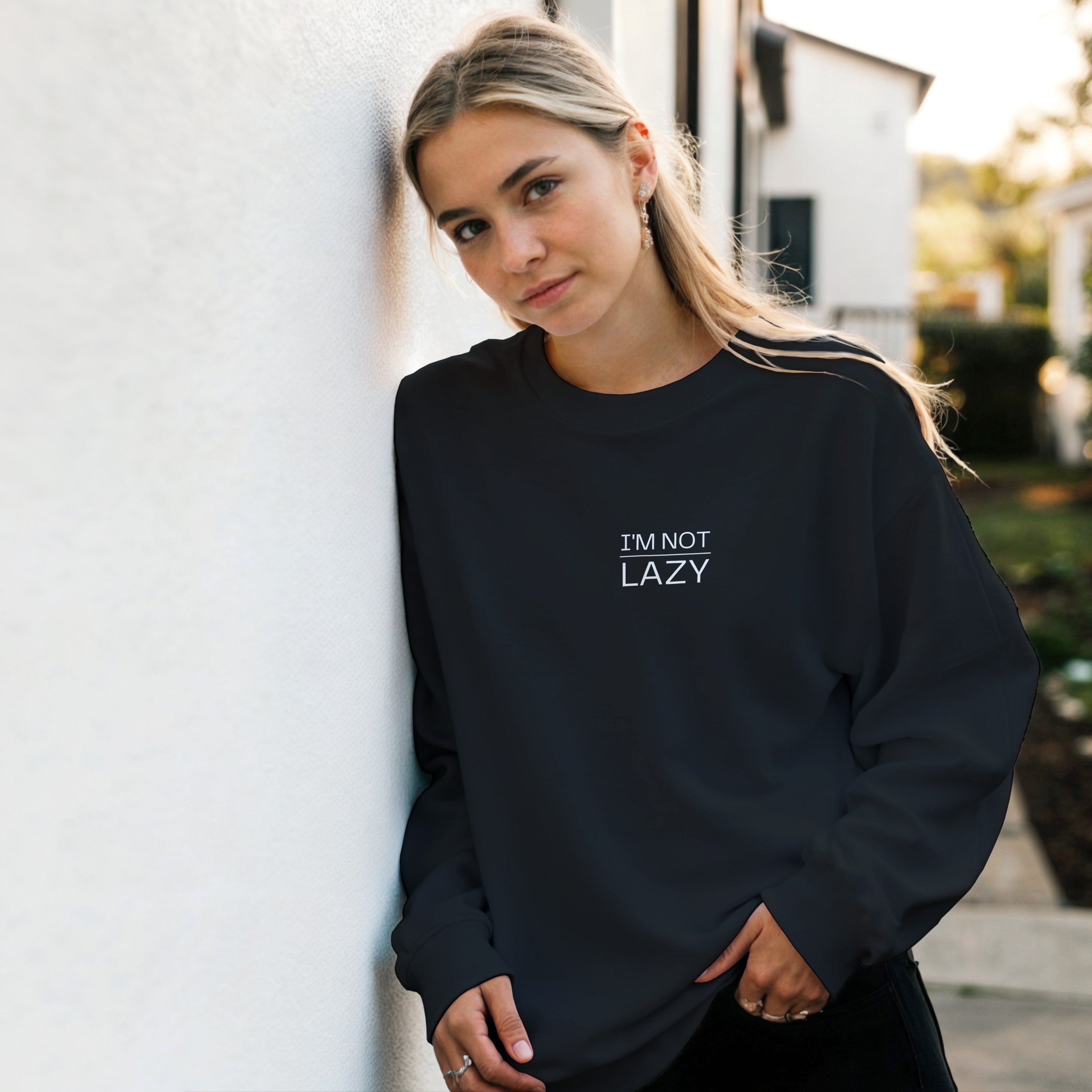 I'm Not Lazy Sweater | Energy Saving Mode Pullover | Funny Minimalist Quote Sweatshirt | Sarcastic Humor Gift | Cozy Graphic Top