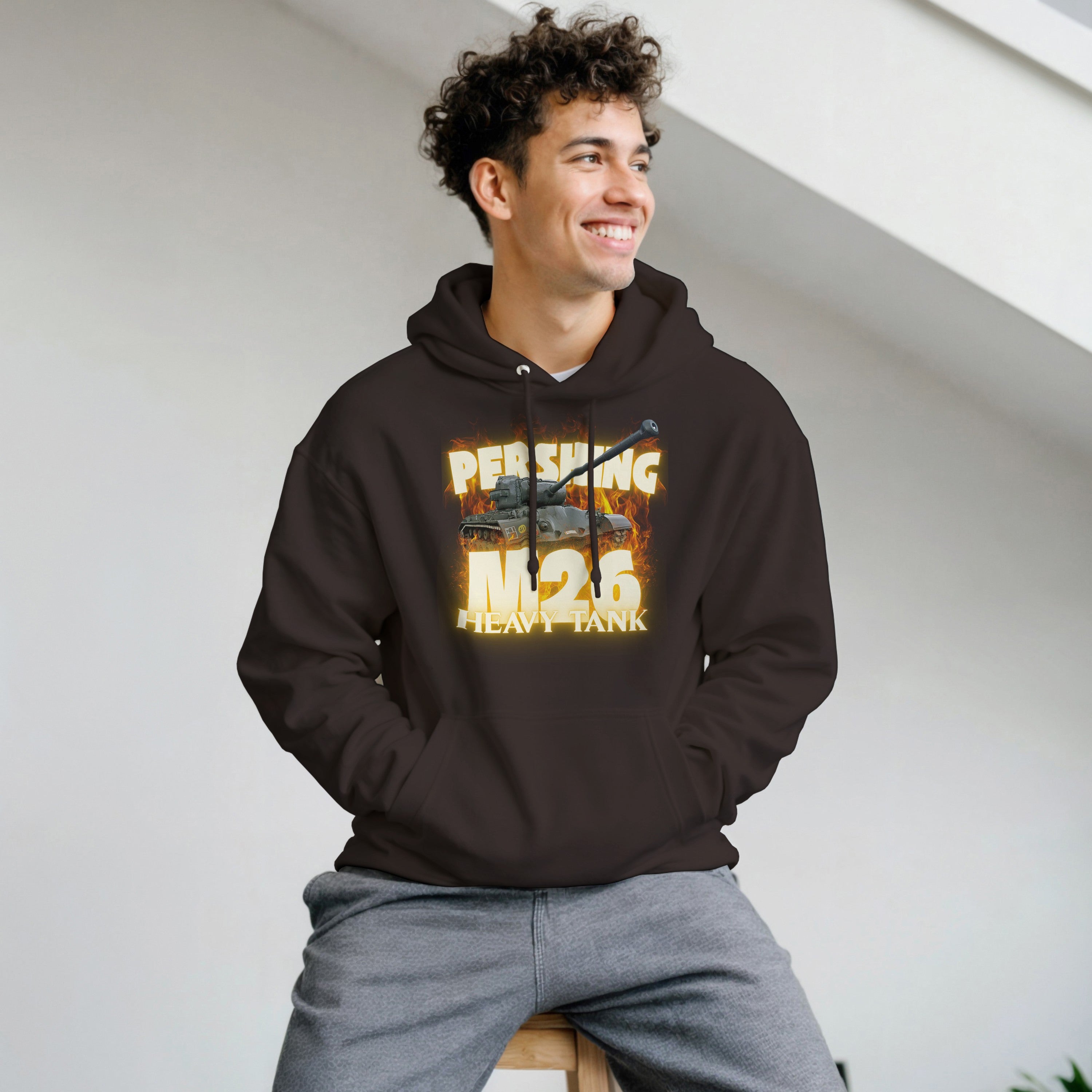 M26 Pershing Heavy Tank Hoodie | US Army WW2 Military Armor Streetwear Graphic Hooded Sweatshirt | Heavyweight Historical Armor Fan Gift