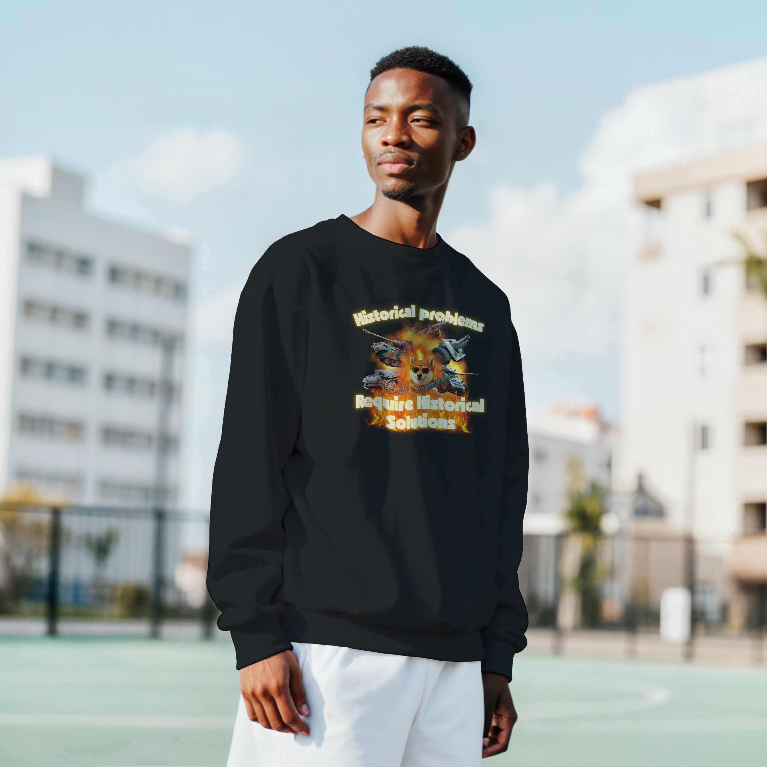Historical Problems Require Historical Solutions Crewneck | WW2 Tank Meme | Panzer Gift