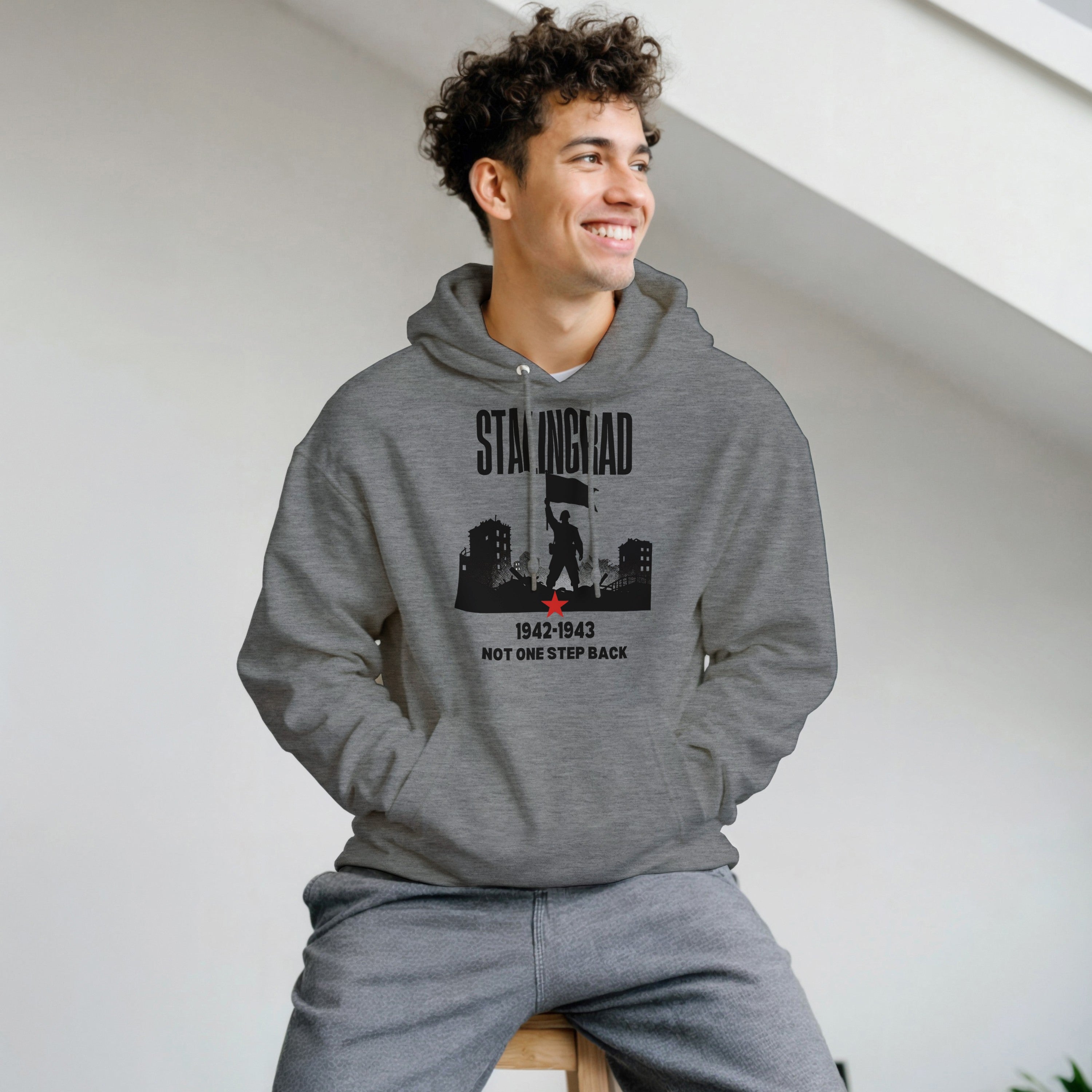 Stalingrad 1942 Hoodie | Soviet Military History Gift | Eastern Front Pullover | Not One Step Back Sweatshirt | WWII Graphic Streetwear