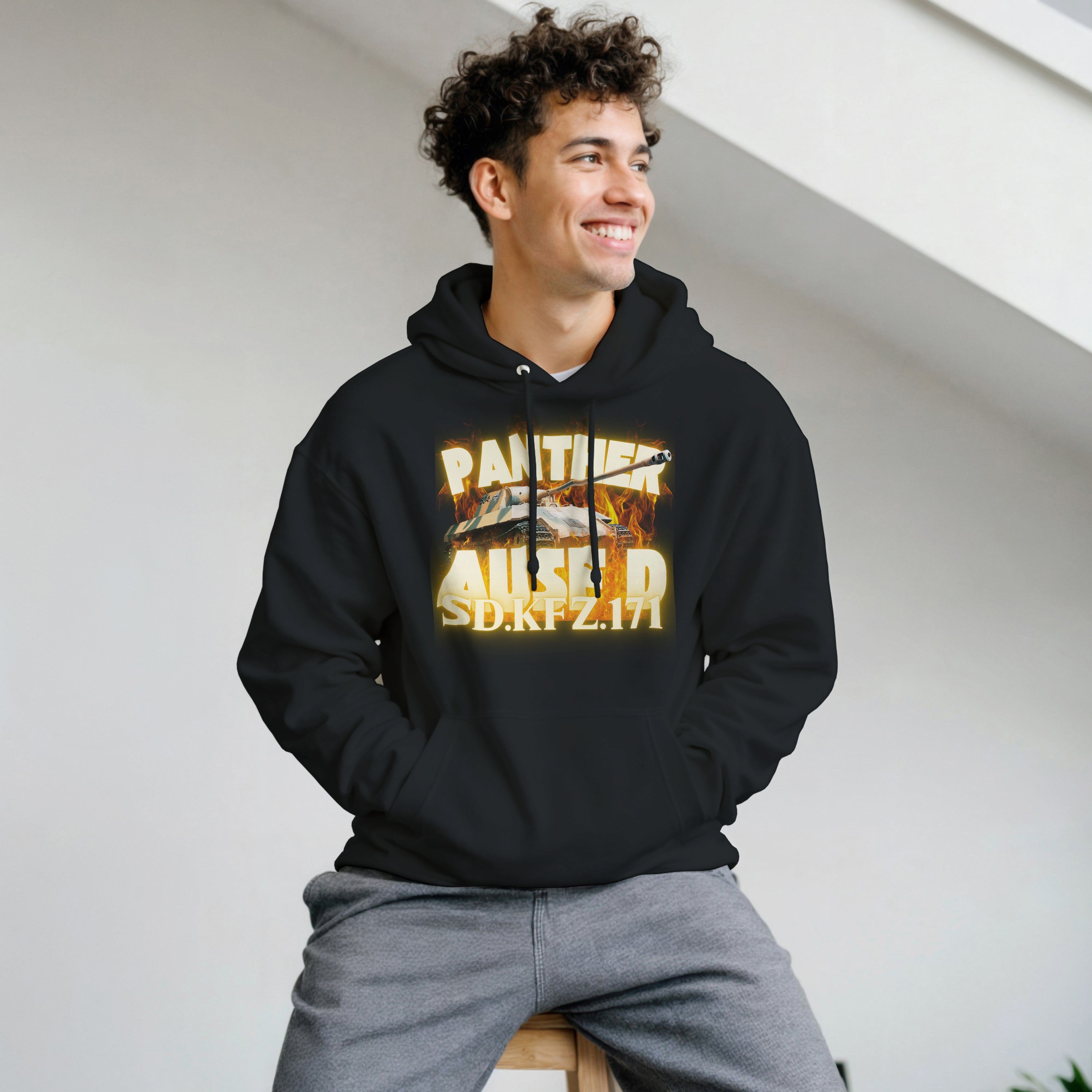 Panther D Hoodie | WW2 German Medium Tank Hooded Sweatshirt | Military History Gift | Sd Kfz 171 Pullover | WWII Armour Panzer Outerwear