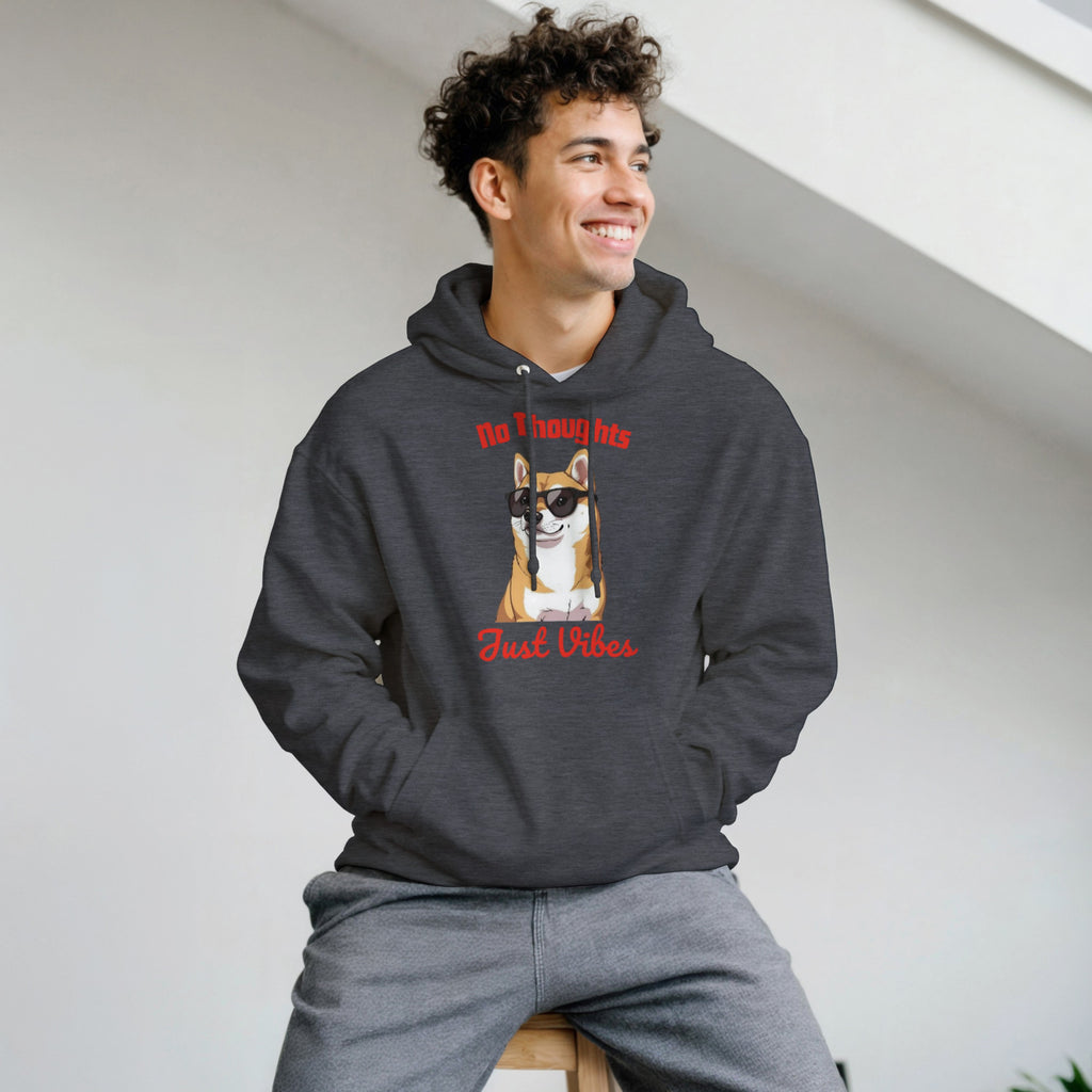 No Thoughts Just Vibes Dog Hoodie | Shiba Inu Meme Pullover | Funny Aesthetic Gift