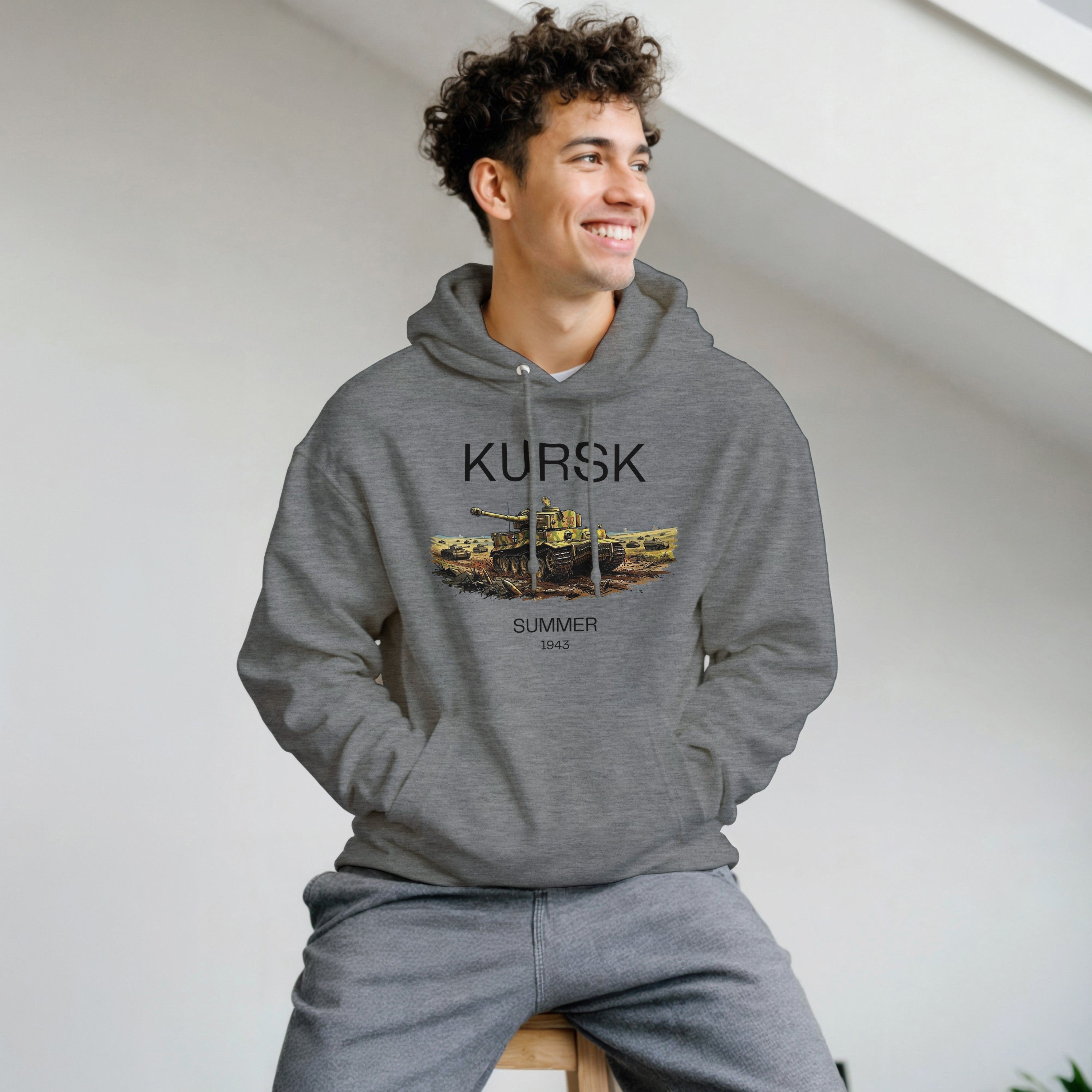 Kursk 1943 Hoodie | Tiger I Tank Graphic Pullover | WW2 Eastern Front Military History Gift