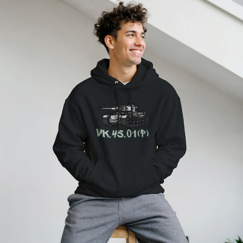 VK.45.01 P Prototype Tank Hoodie | WWII German Heavy Tank Graphic Cartoon Hooded Sweatshirt | Military History Buff Gift Panzer Outerwear