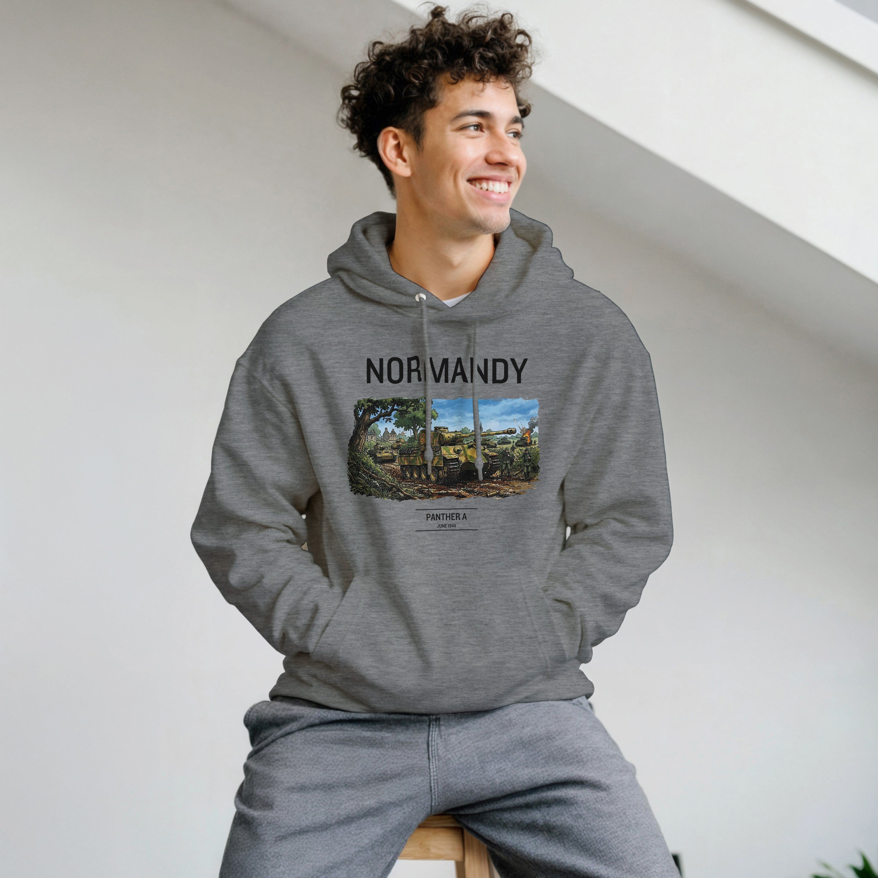 Normandy 1944 Panther A Tank Hoodie | German Panzer WW2 Military Pull-Over | World War II History Gift | Vintage Streetwear Armour Hooded
