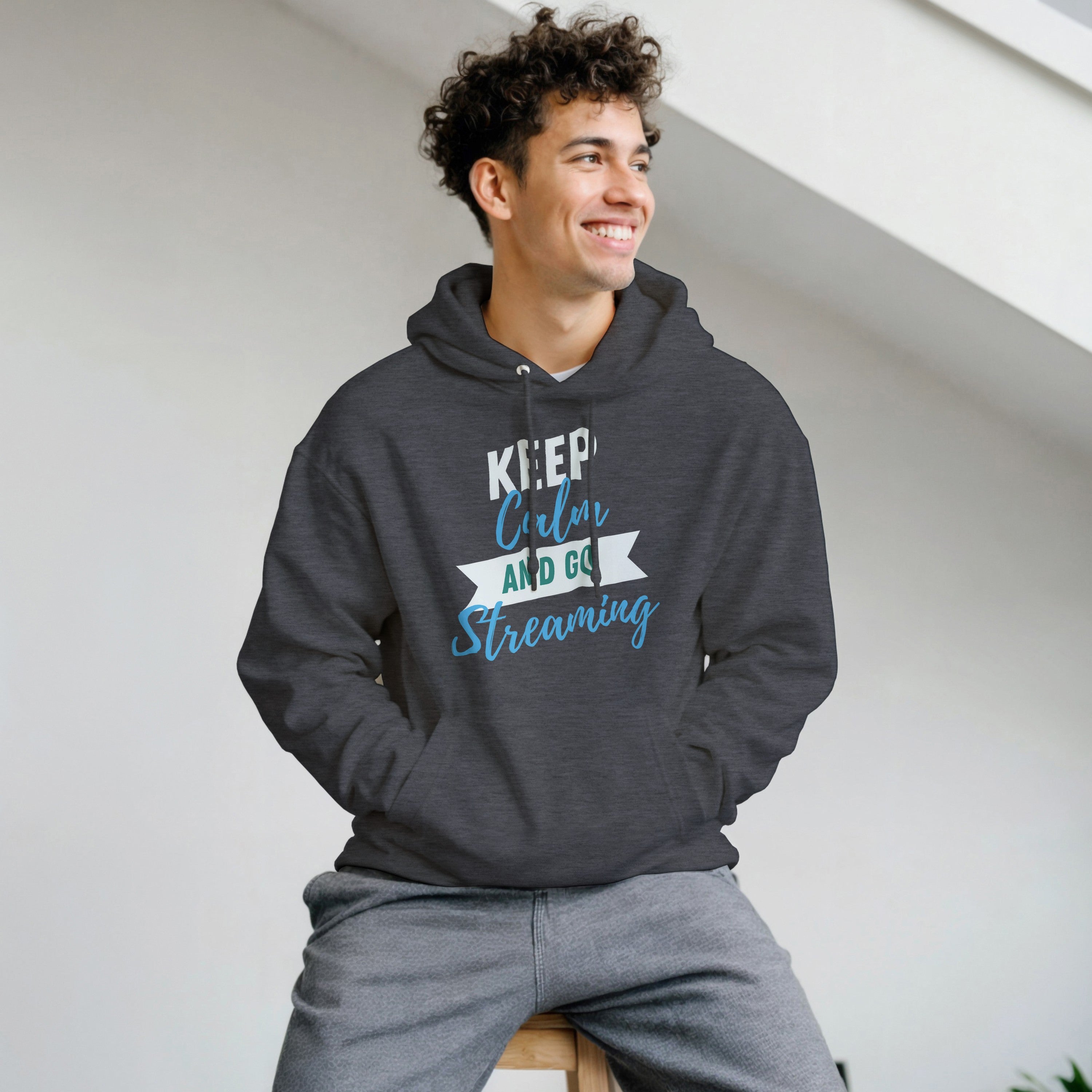 Keep Calm and Go Streaming Hoodie | Gamer Graphic Pullover | Funny Gaming Gift