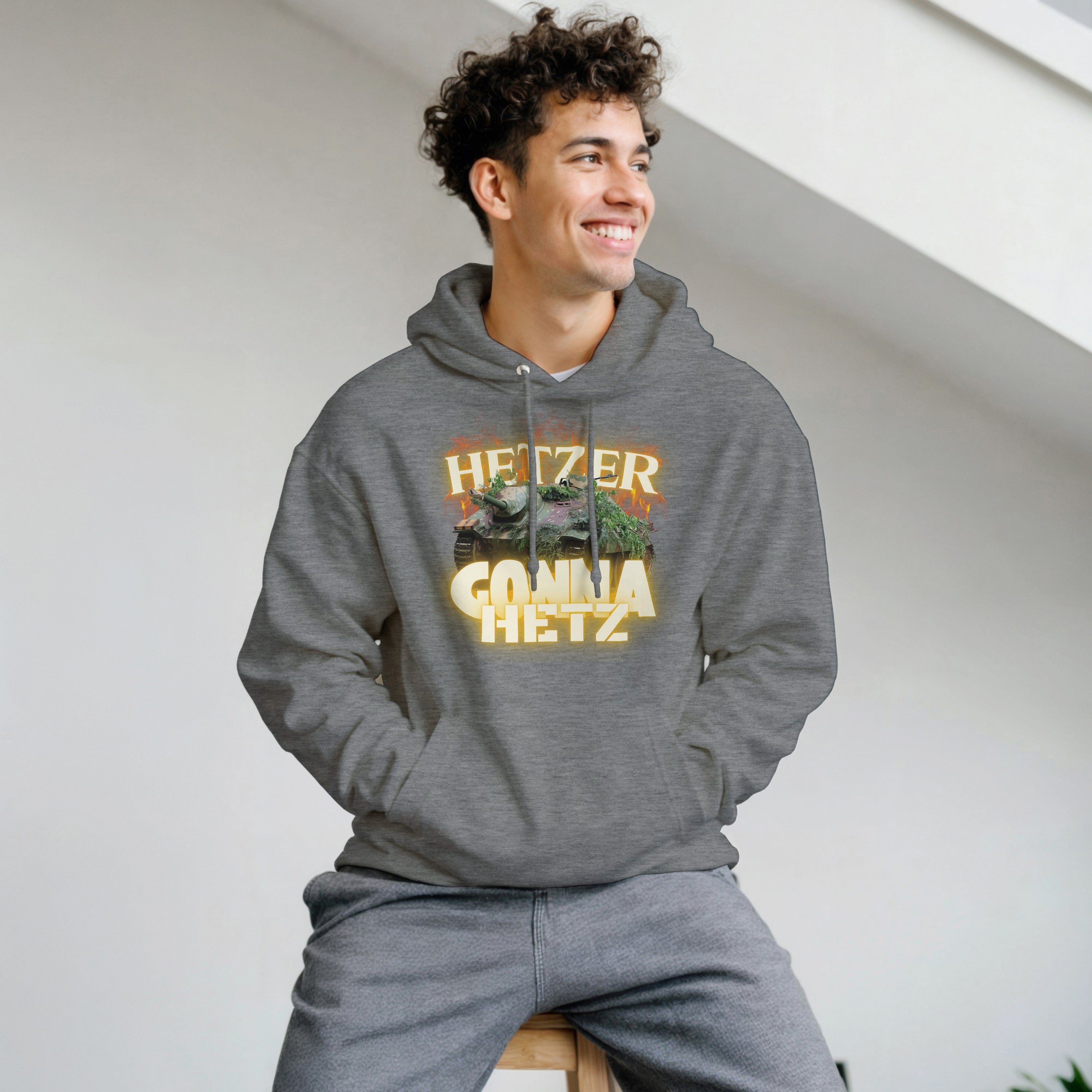 Hetzer Gonna Hetz WW2 Tank Hoodie | Funny German Jagdpanzer Hooded Sweatshirt | World War 2 Military History Buff Pullover
