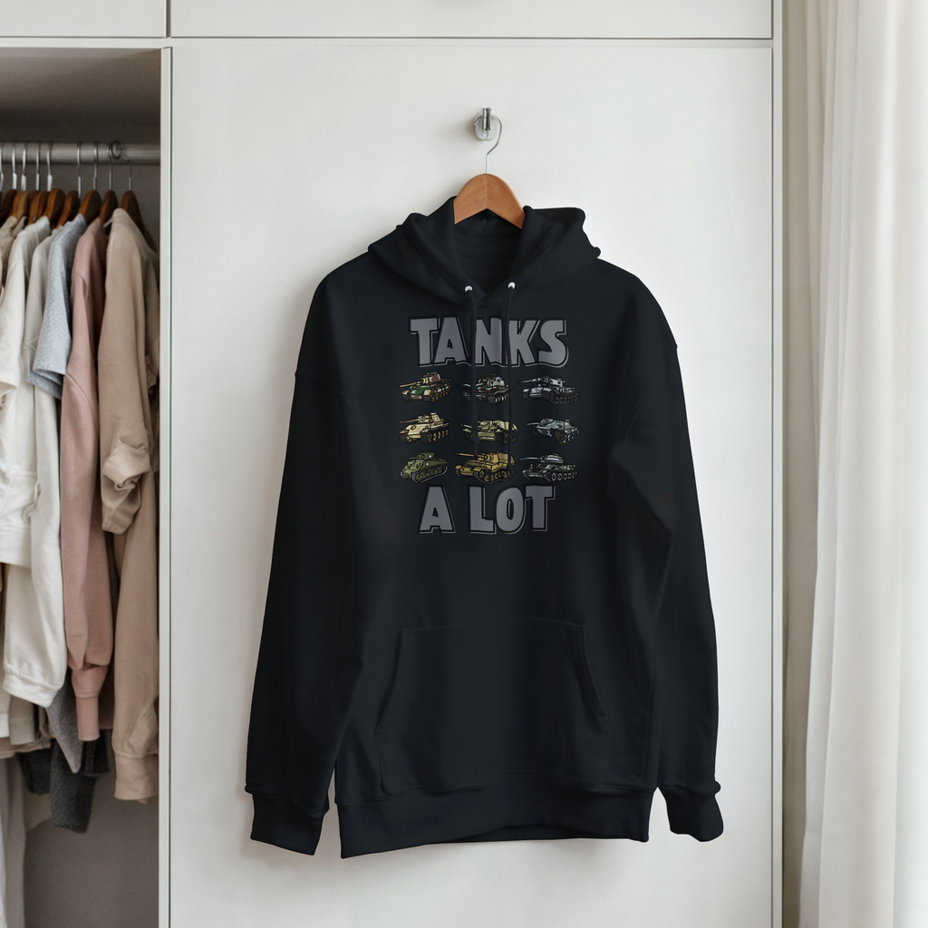 Tanks A Lot Hoodie | WWII Military Armor Hooded Sweatshirt | WWII German Panzer Sherman Tank Graphic | WWII History Gift | Army Pullover