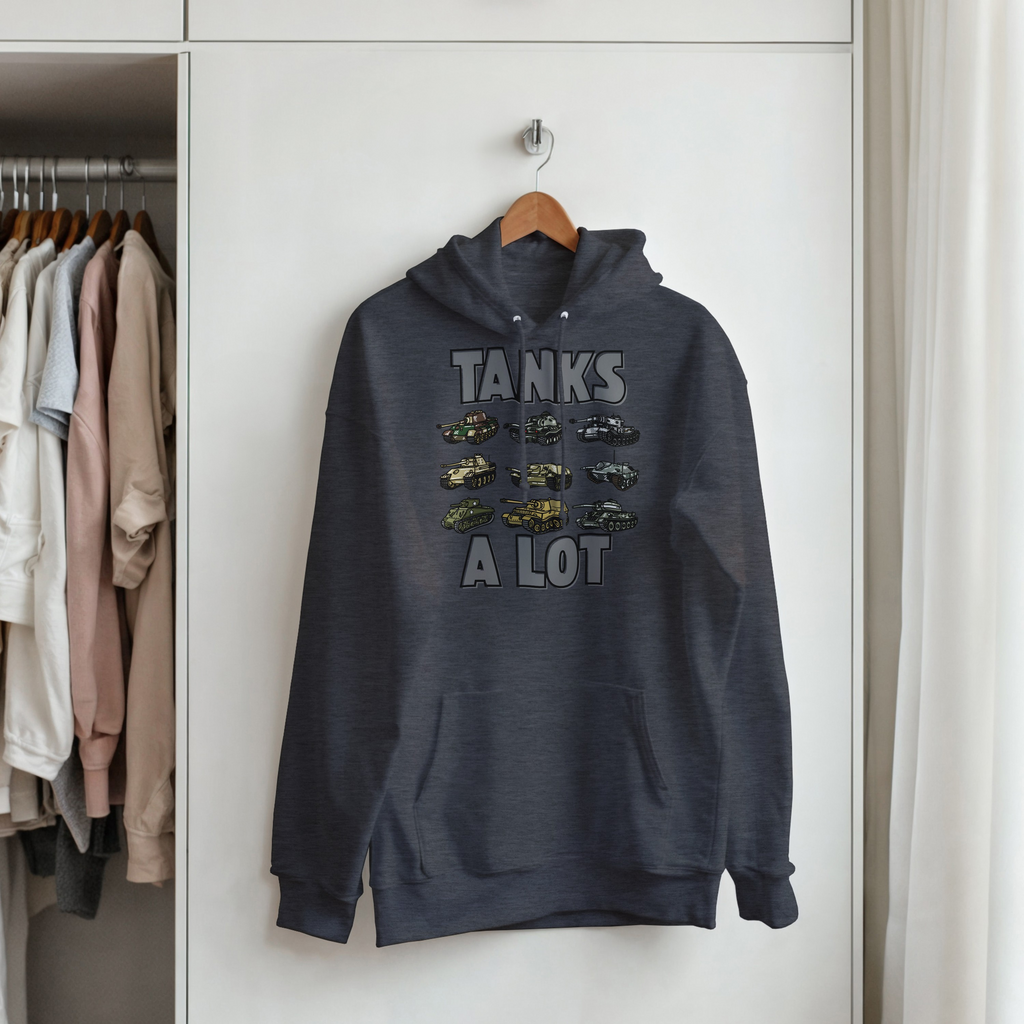 Tanks A Lot Hoodie | WWII Military Armor Hooded Sweatshirt | WWII German Panzer Sherman Tank Graphic | WWII History Gift | Army Pullover