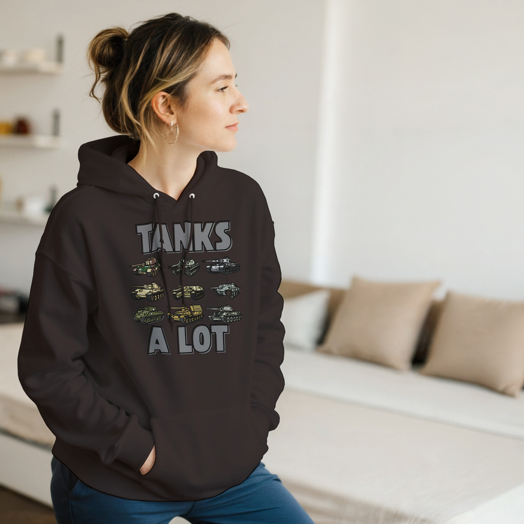Tanks A Lot Hoodie | WWII Military Armor Hooded Sweatshirt | WWII German Panzer Sherman Tank Graphic | WWII History Gift | Army Pullover