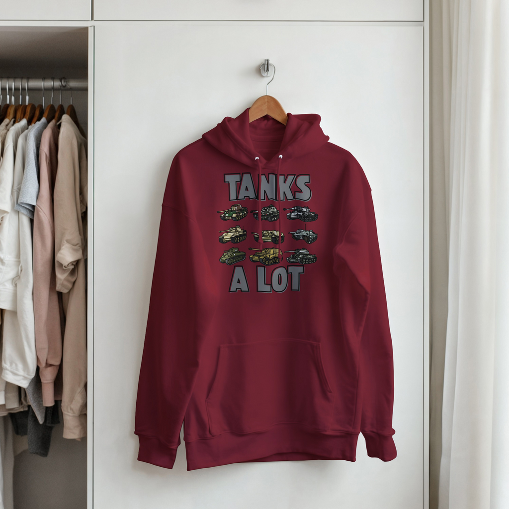 Tanks A Lot Hoodie | WWII Military Armor Hooded Sweatshirt | WWII German Panzer Sherman Tank Graphic | WWII History Gift | Army Pullover